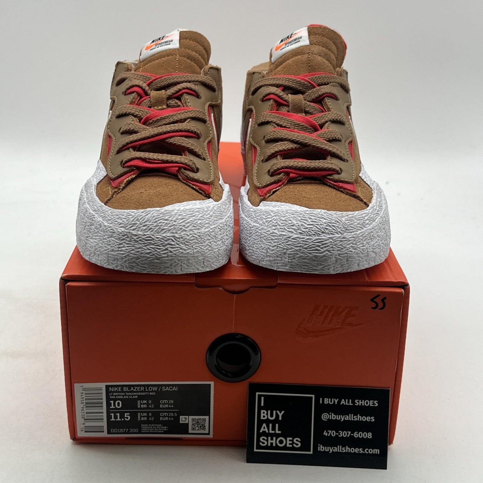 Size 10 - Nike sacai x Blazer Low British Tan (DD1877-200)
