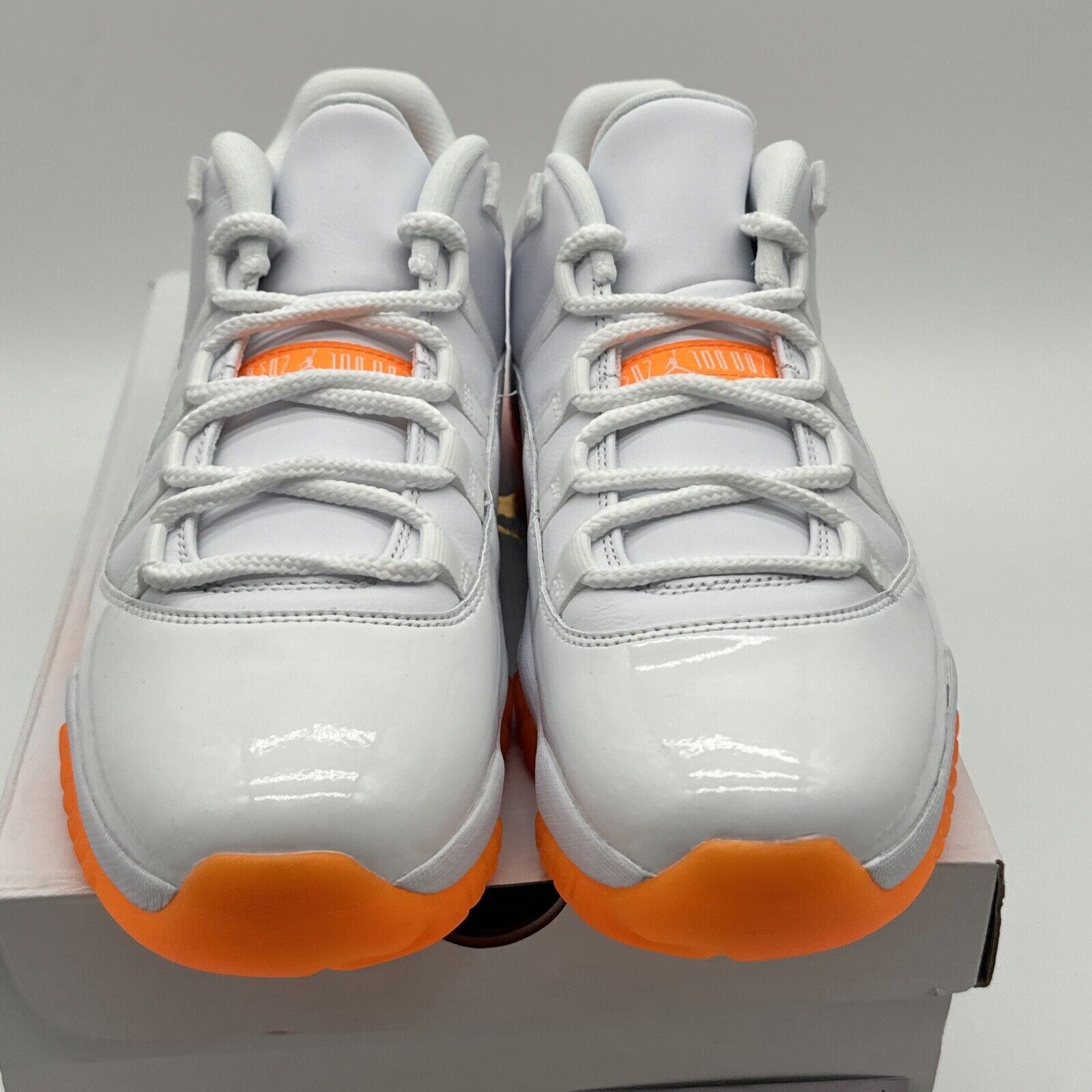 Size 12 - Jordan 11 Retro Low White Citrus Orange Sole Patent Leather Argume Neo