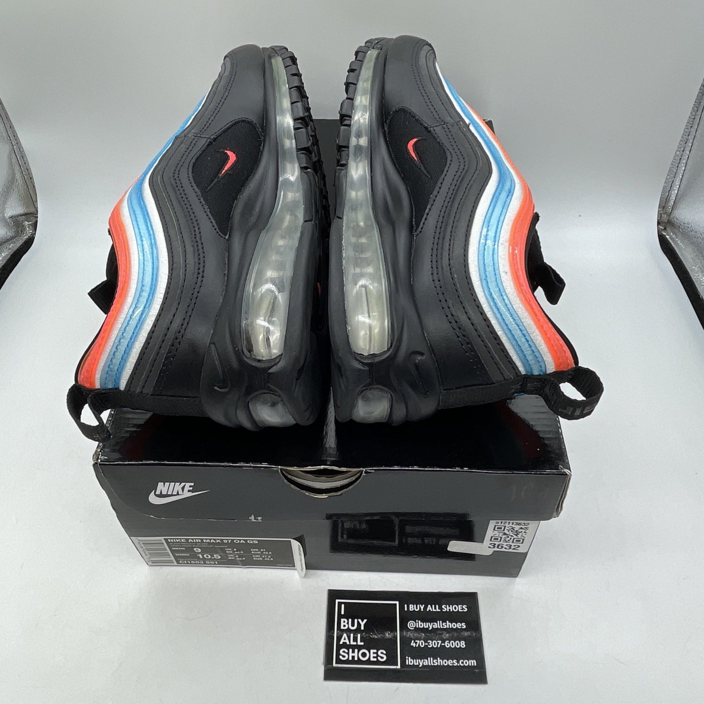Size 9 - Nike Air Max 97 On Air: Neon Seoul Black Leather (CI1503-001)