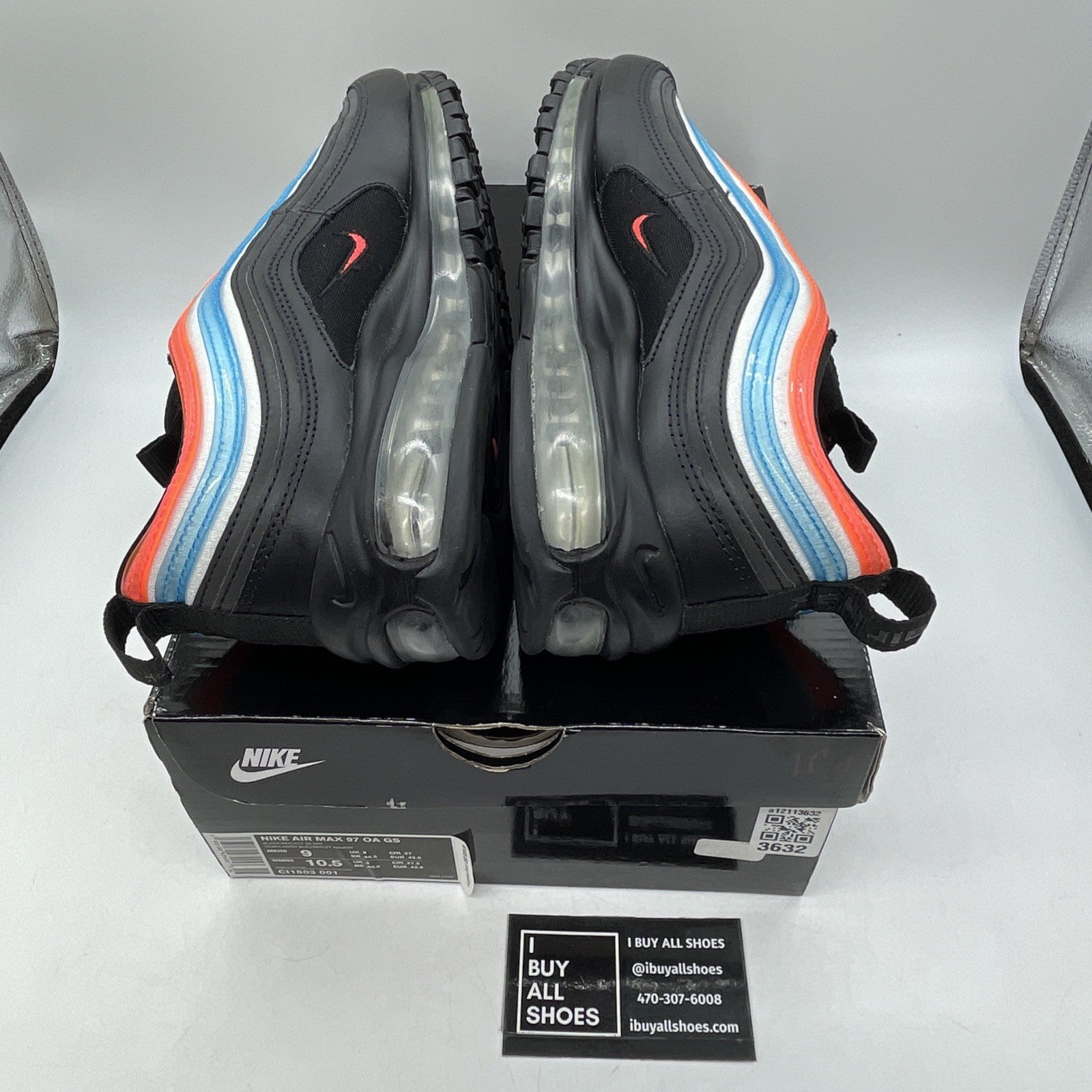 Size 9 - Nike Air Max 97 On Air: Neon Seoul Black Leather (CI1503-001)