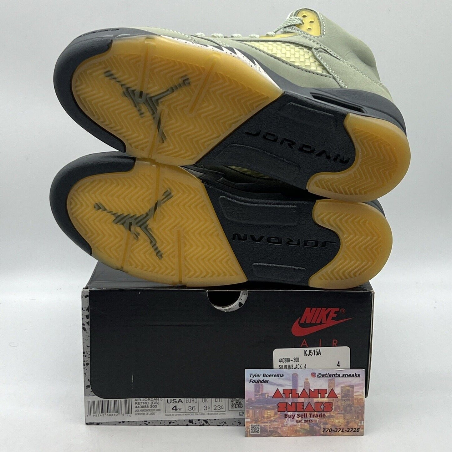 Size 4Y - Jordan 5 JADE HORIZON 2022 Brand New Og All Grey Suede  Desert Sand