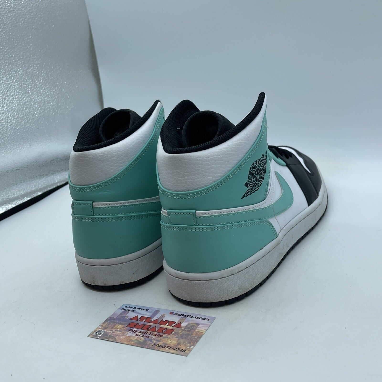 Size 13 - Air Jordan 1 Mid Tropical Twist Blue Black White Leather (554724-132)