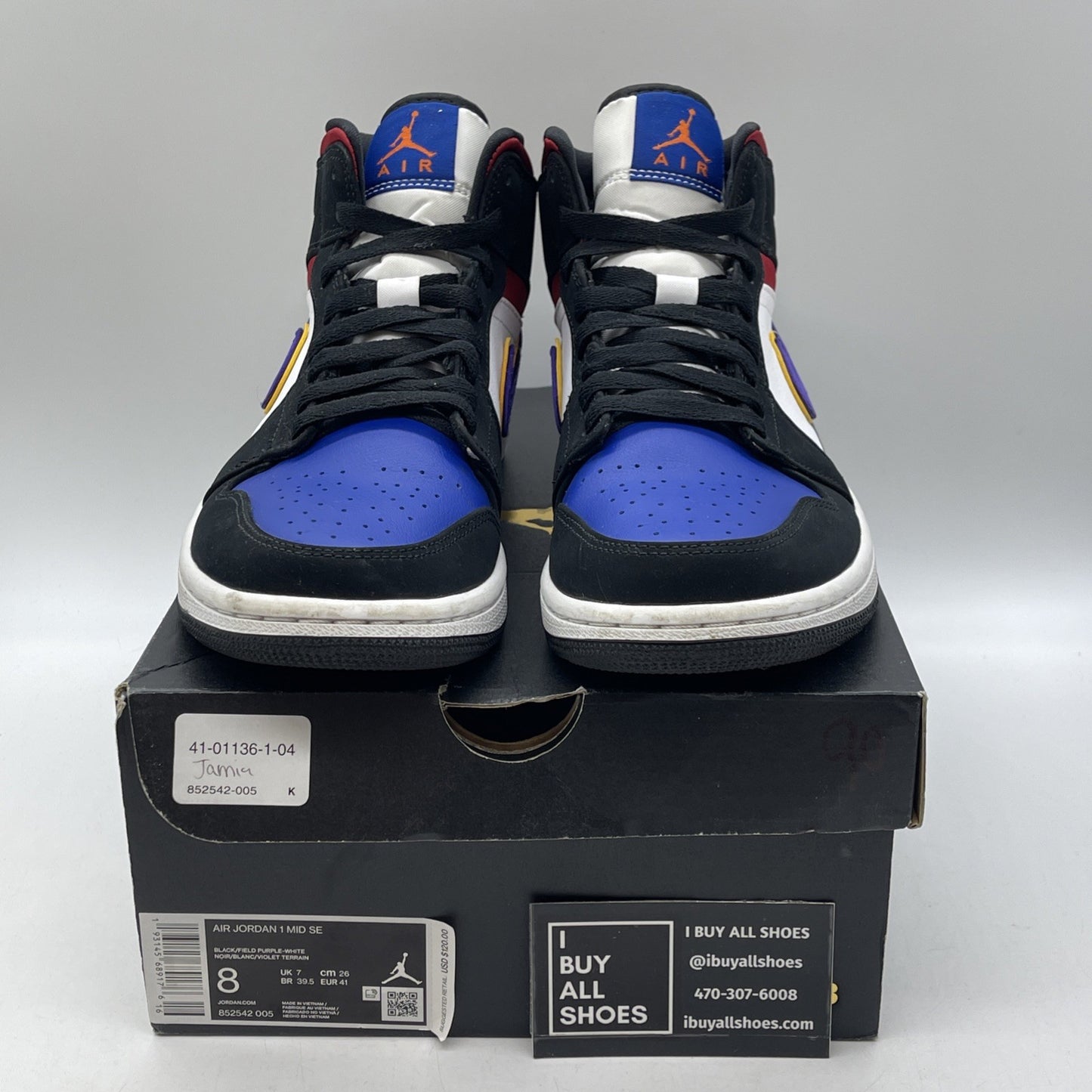Size 8 - Air Jordan 1 SE Mid Rivals Black White Suede Leather (852542-005)