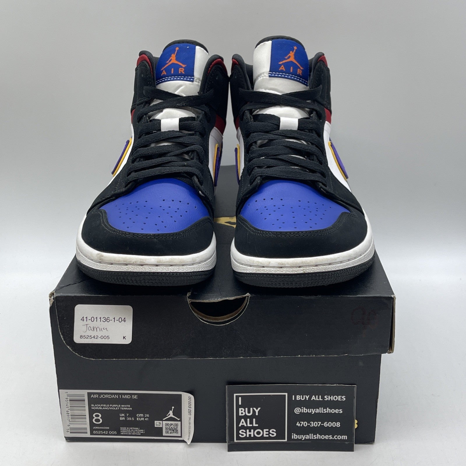 Size 8 - Air Jordan 1 SE Mid Rivals Black White Suede Leather (852542-005)