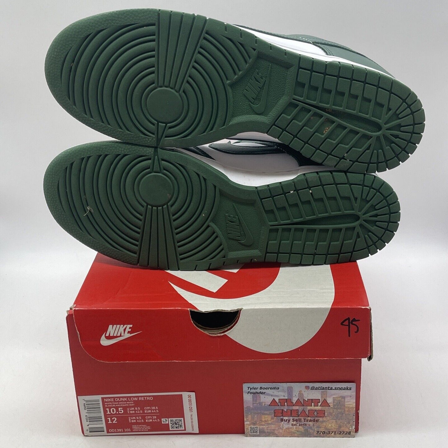 Size 10.5 - Nike Dunk Low Michigan State Green White Leather (DD1391-101)