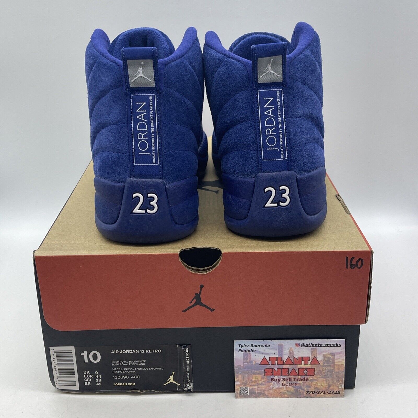 Size 10 - Air Jordan 12 Retro Deep Royal Silver Blue Suede Leather (130690-400)