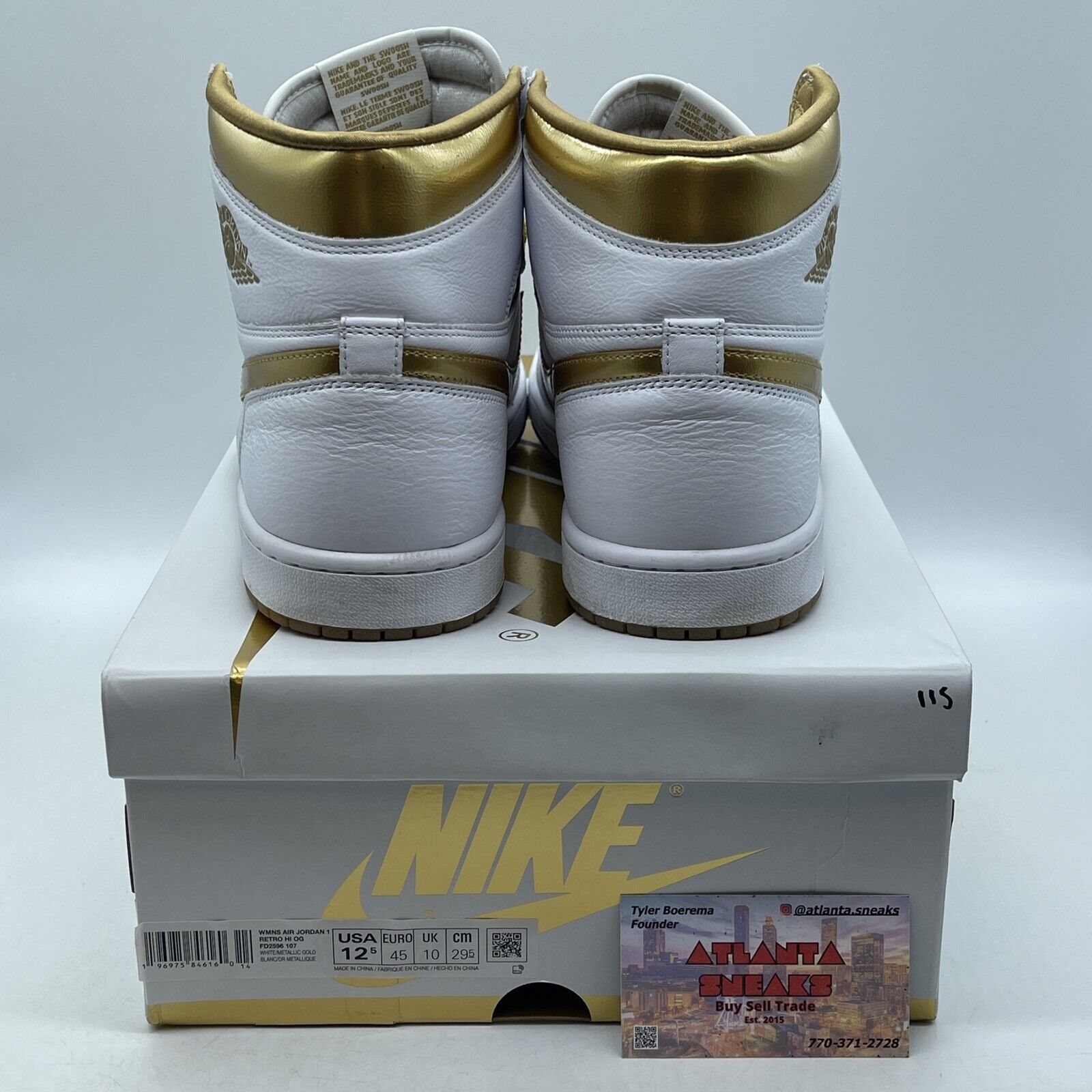 Size 12.5W - Air Jordan 1 Retro OG High Metallic Gold White Leather (FD2596-107)