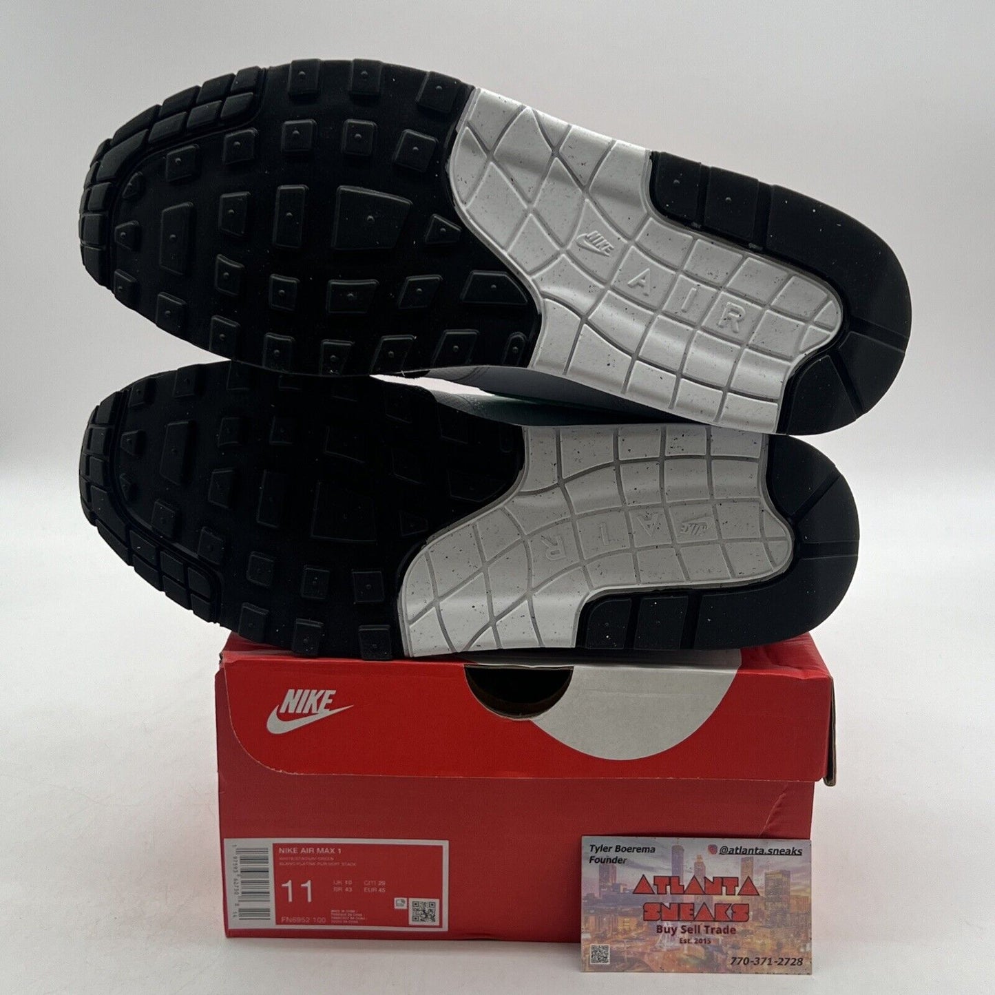 Size 11 - Nike Air Max 1 Low Stadium Green White Black Suede  (FN6952-100)
