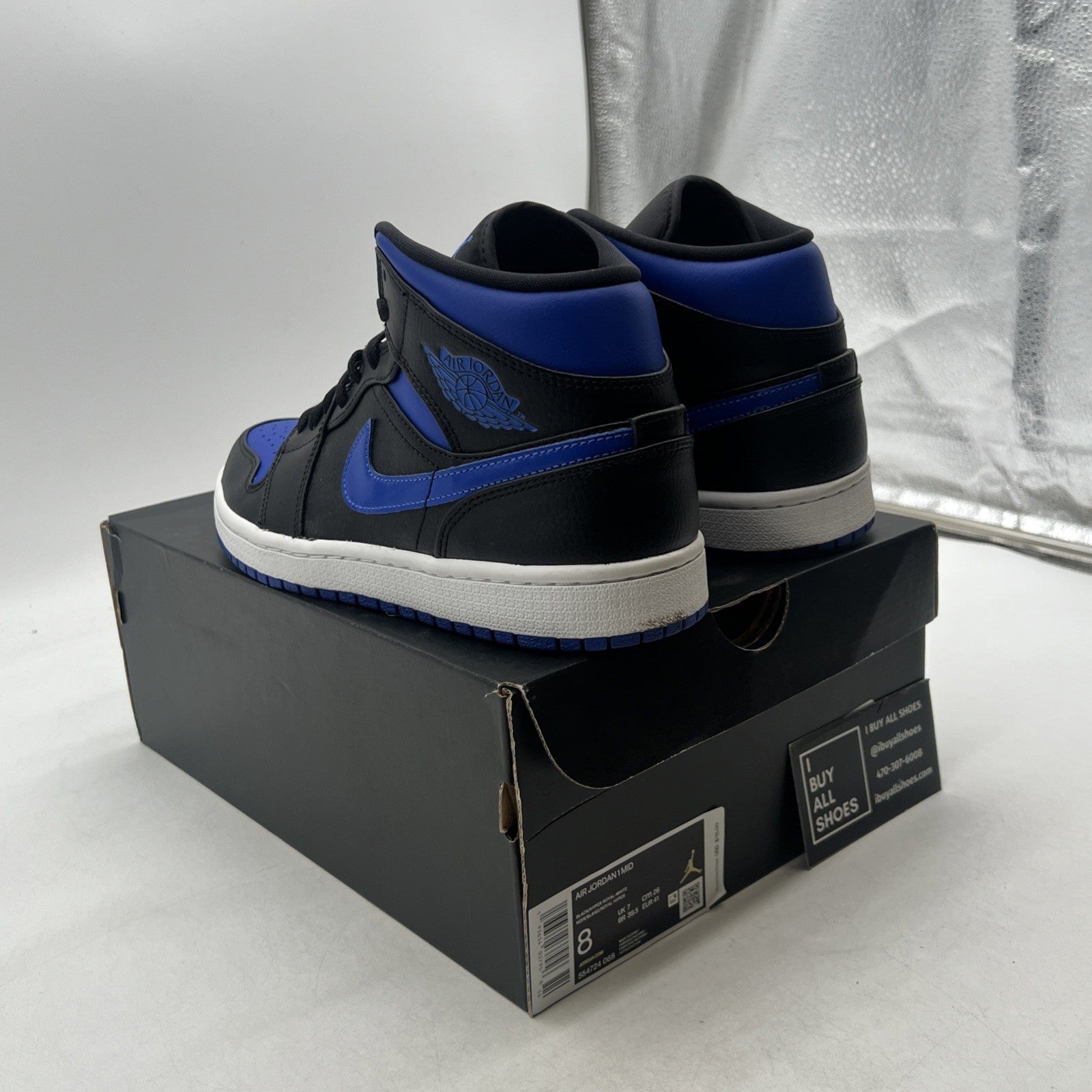 Size 8 - Air Jordan 1 Mid Black Hyper Royal (554724-068)