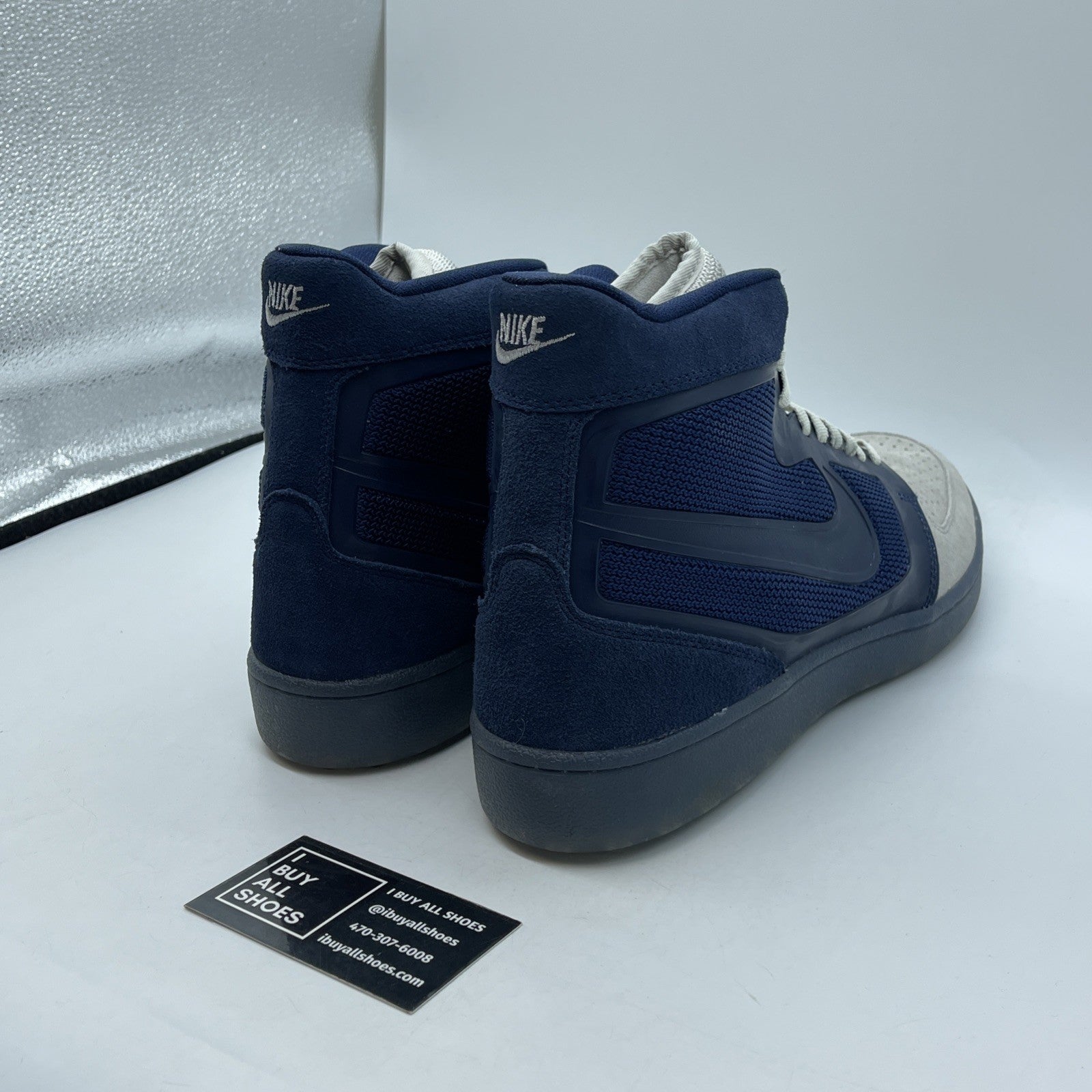 Size 13 - Nike Clean Sweep Premium vintage high top Gray Blue (536852-040)