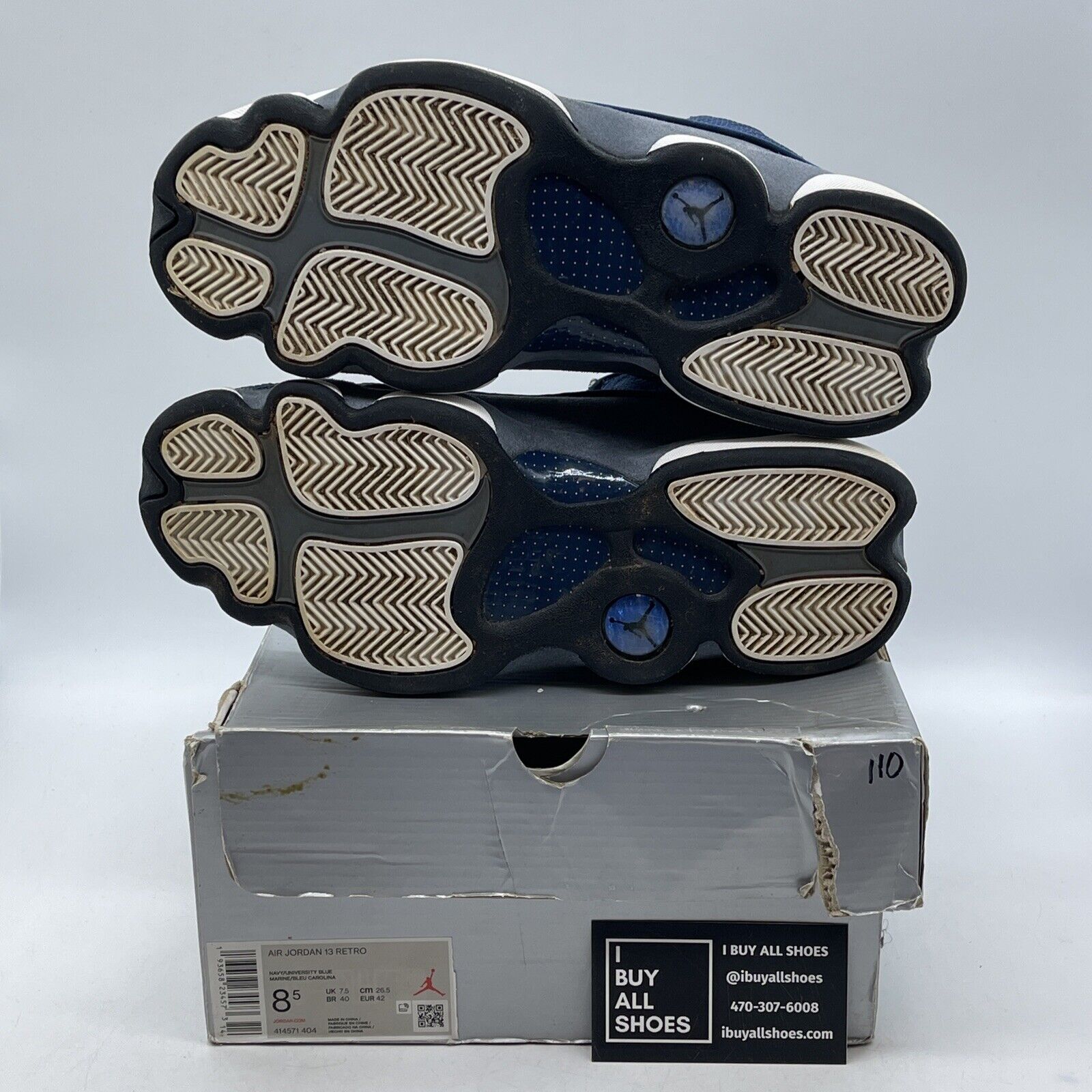 Size 8.5 - Jordan 13 Retro Mid Flint Blue Grey White Suede Leather (414571-404)