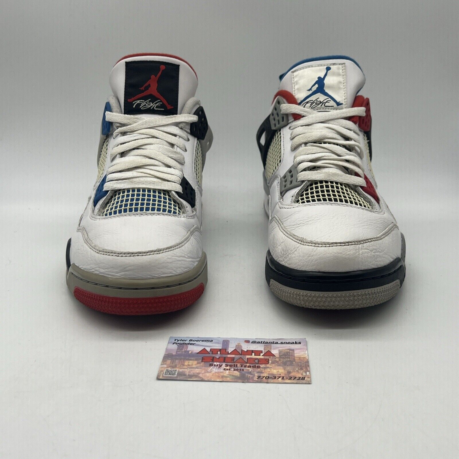 Size 10.5 - Jordan 4 Retro SE Mid What The 4 Black Blue Red Grey White Leather