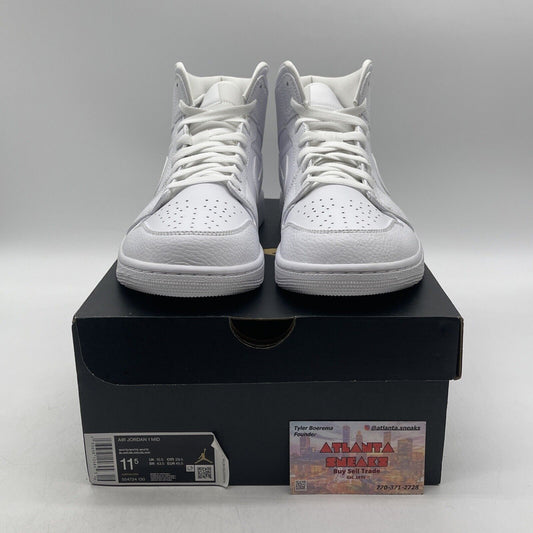 Size 11.5 - Jordan 1 Mid Triple White Leather (554724-130)
