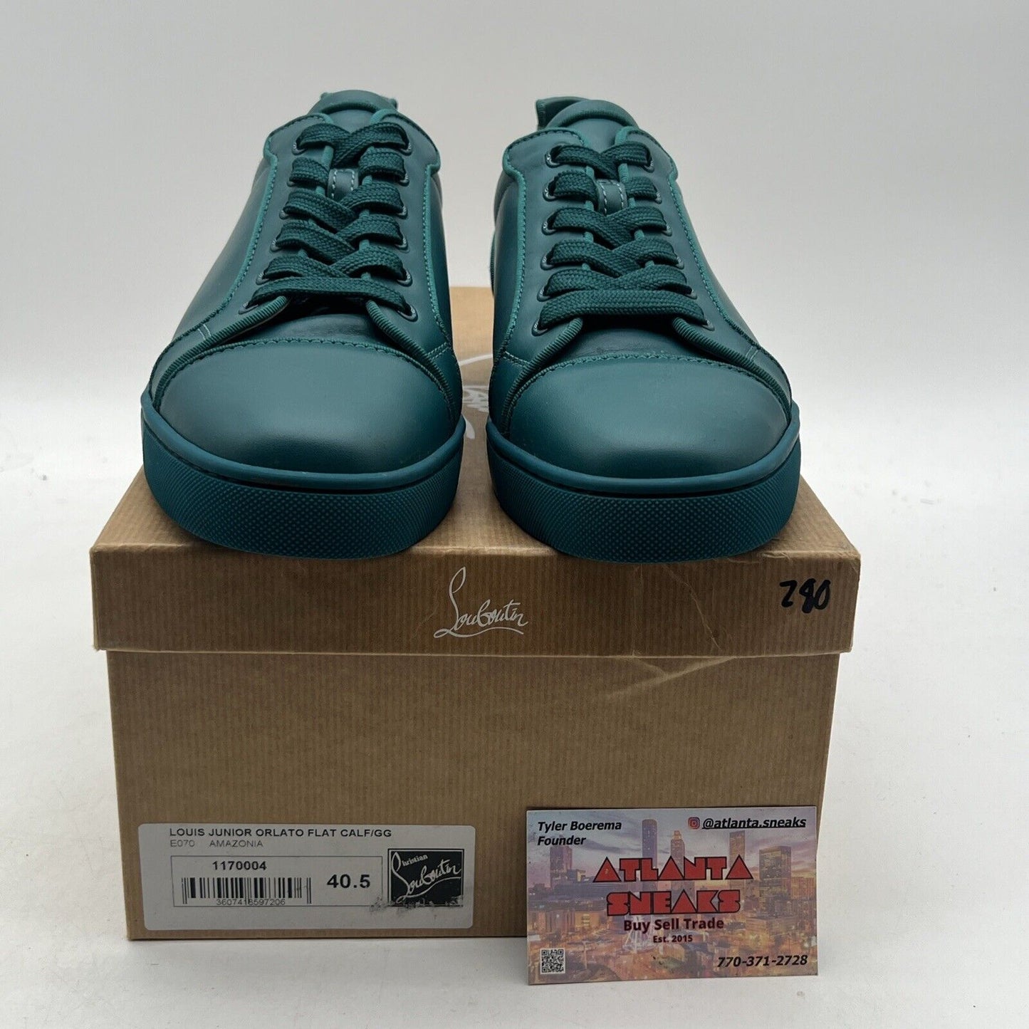 Size 7.5-Christian Louboutin Louis Junior Orlato Flat Calf/GG Amazonia (1170004)