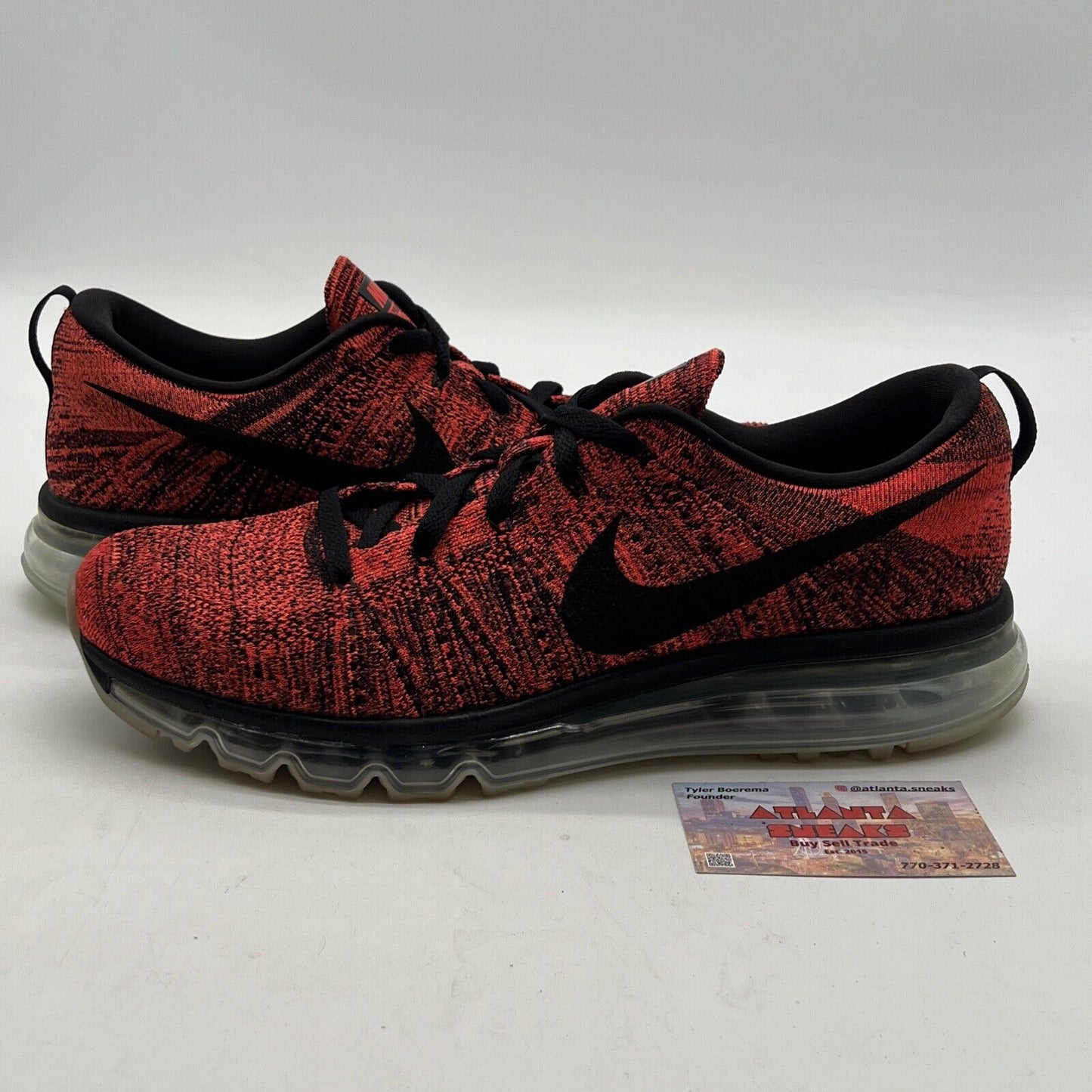 Size 11 - Nike Flyknit Air Max Orange Crimson 2015 (620469-006)