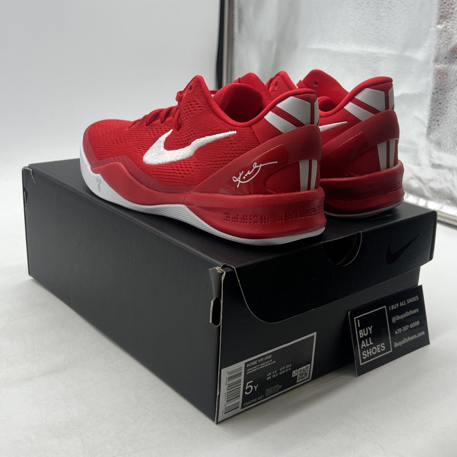 Size 5Y - Nike Kobe 8 University Red Basketball Sneakers (FN0266-601)