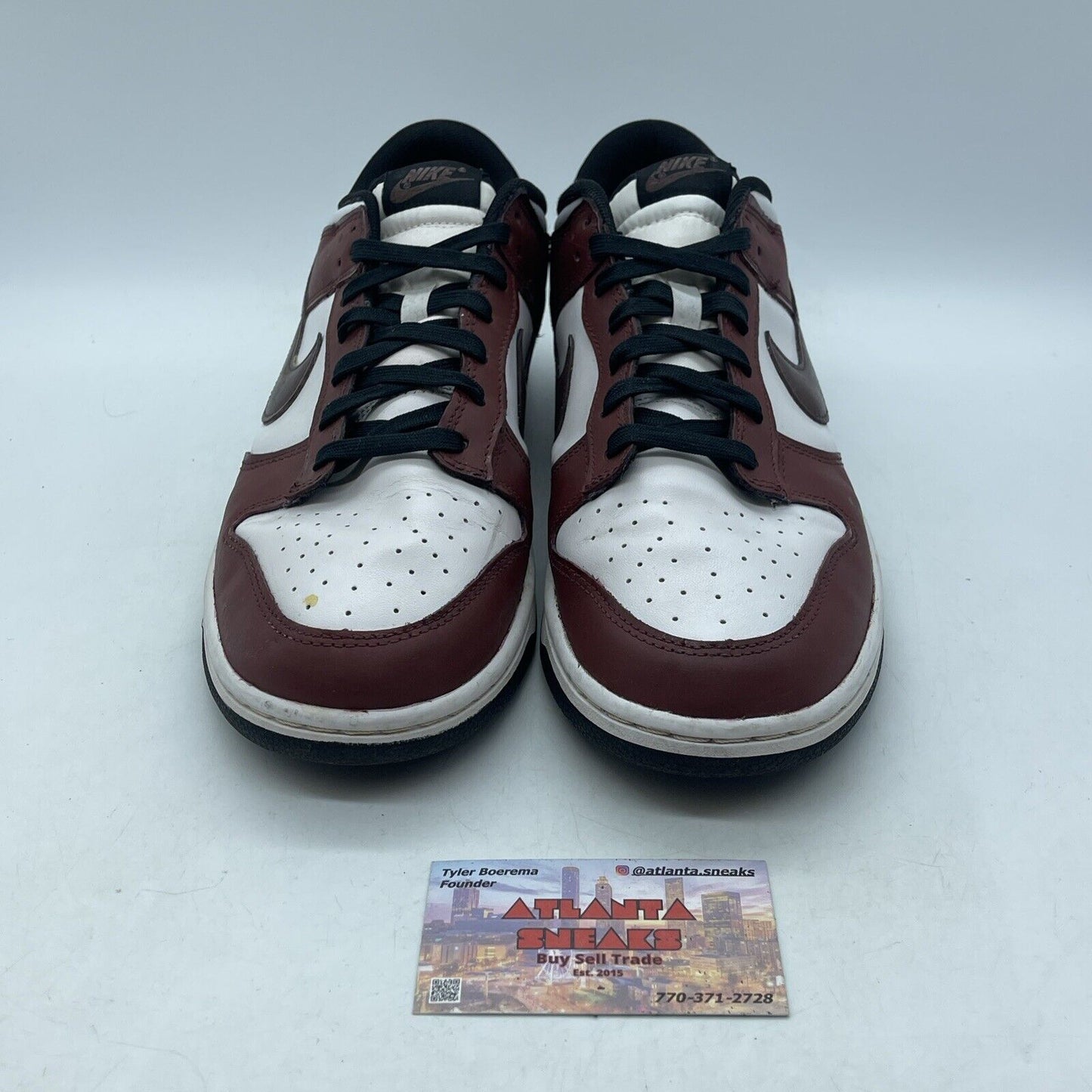 Size 10.5 - Dunk Low Black White Burgundy Leather Custom* (DD1391-100)