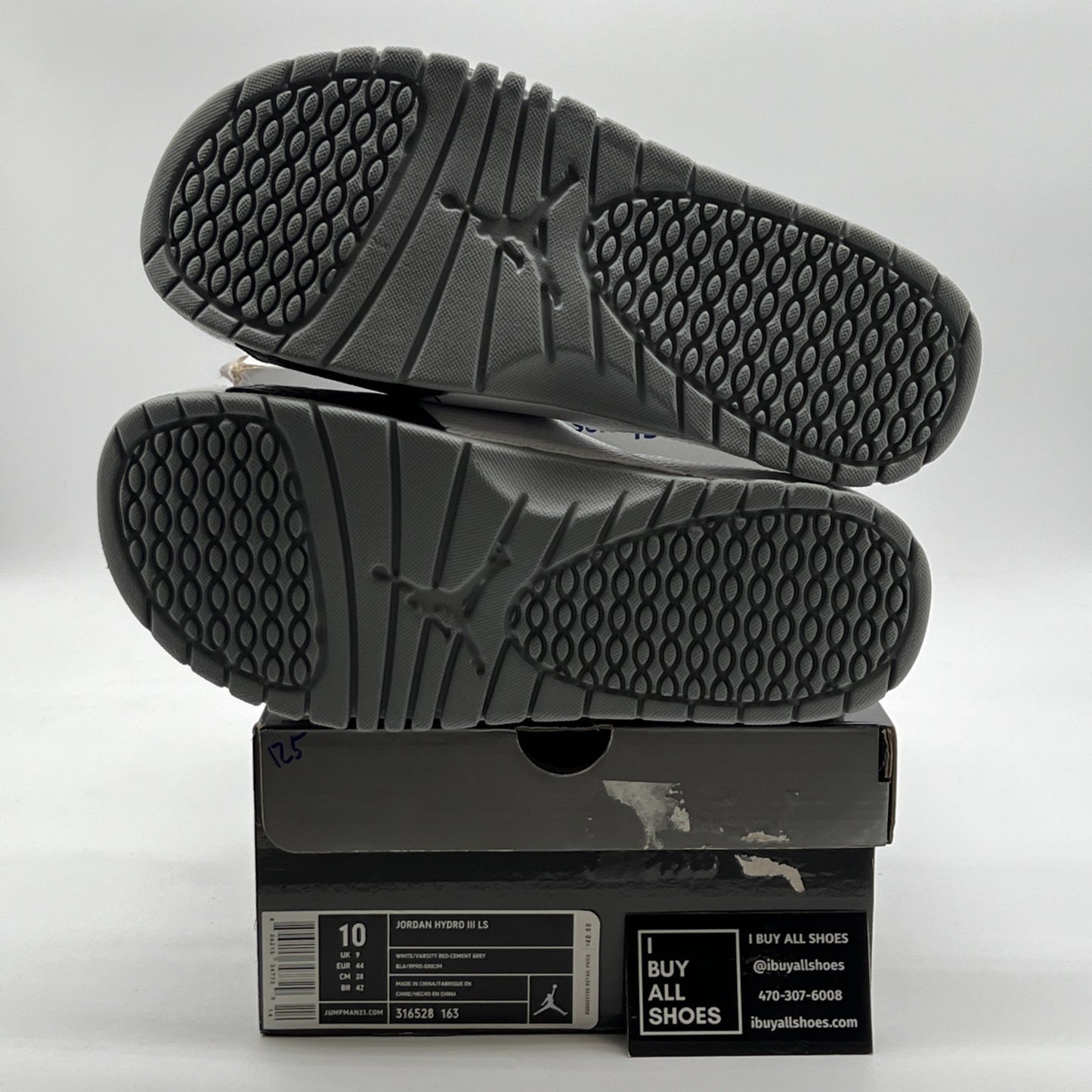 Size 10 - Air Jordan Hydro 3 Retro Slides White University Red (316528-163)
