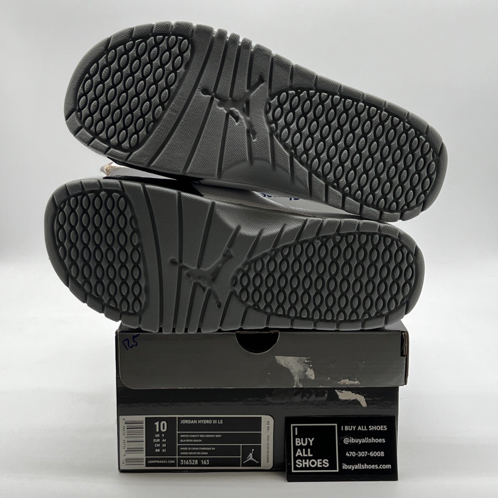 Size 10 - Air Jordan Hydro 3 Retro Slides White University Red (316528-163)