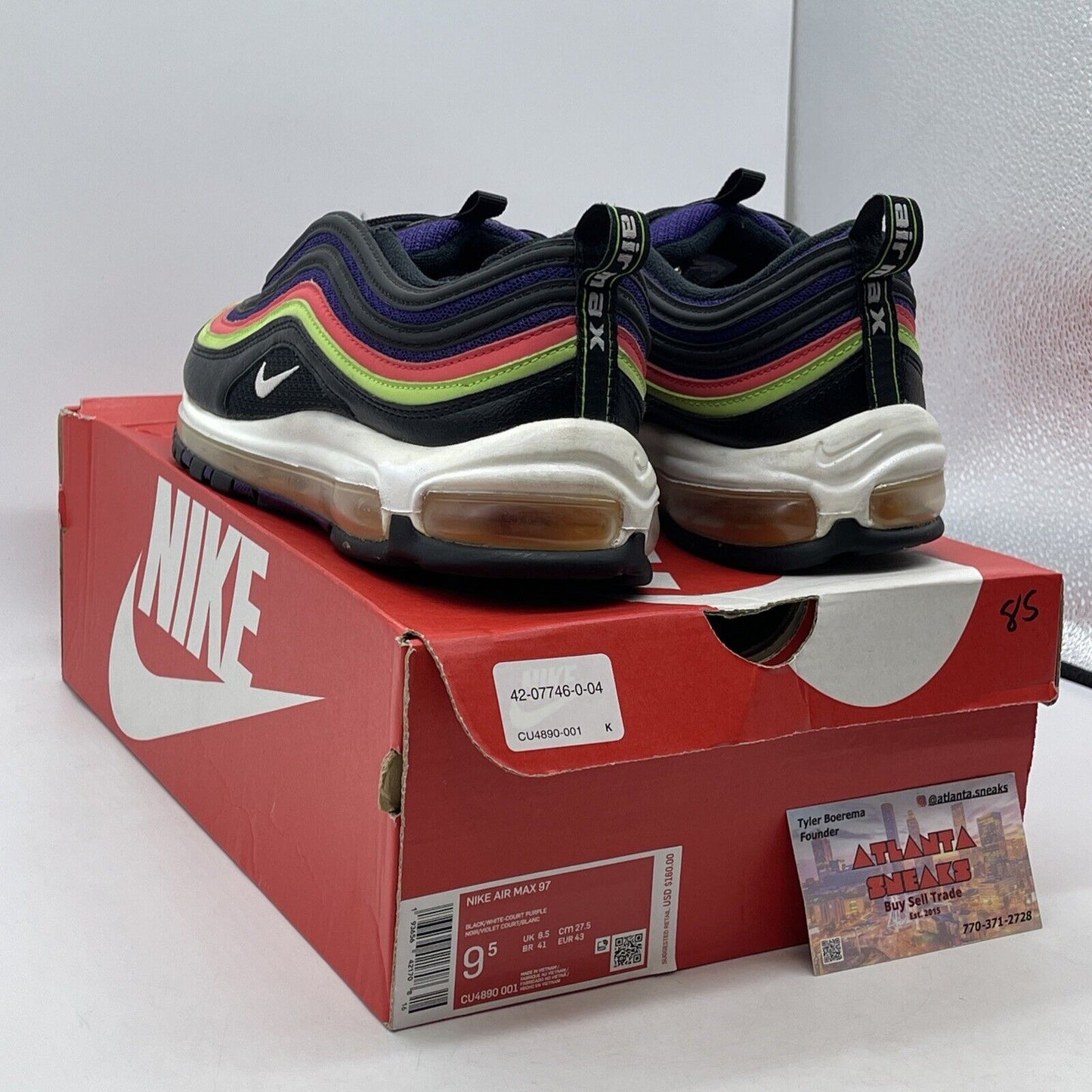 Size 9.5 - Nike Air Max 97 Joker White Black Pink Purple Green (CU4890-001)