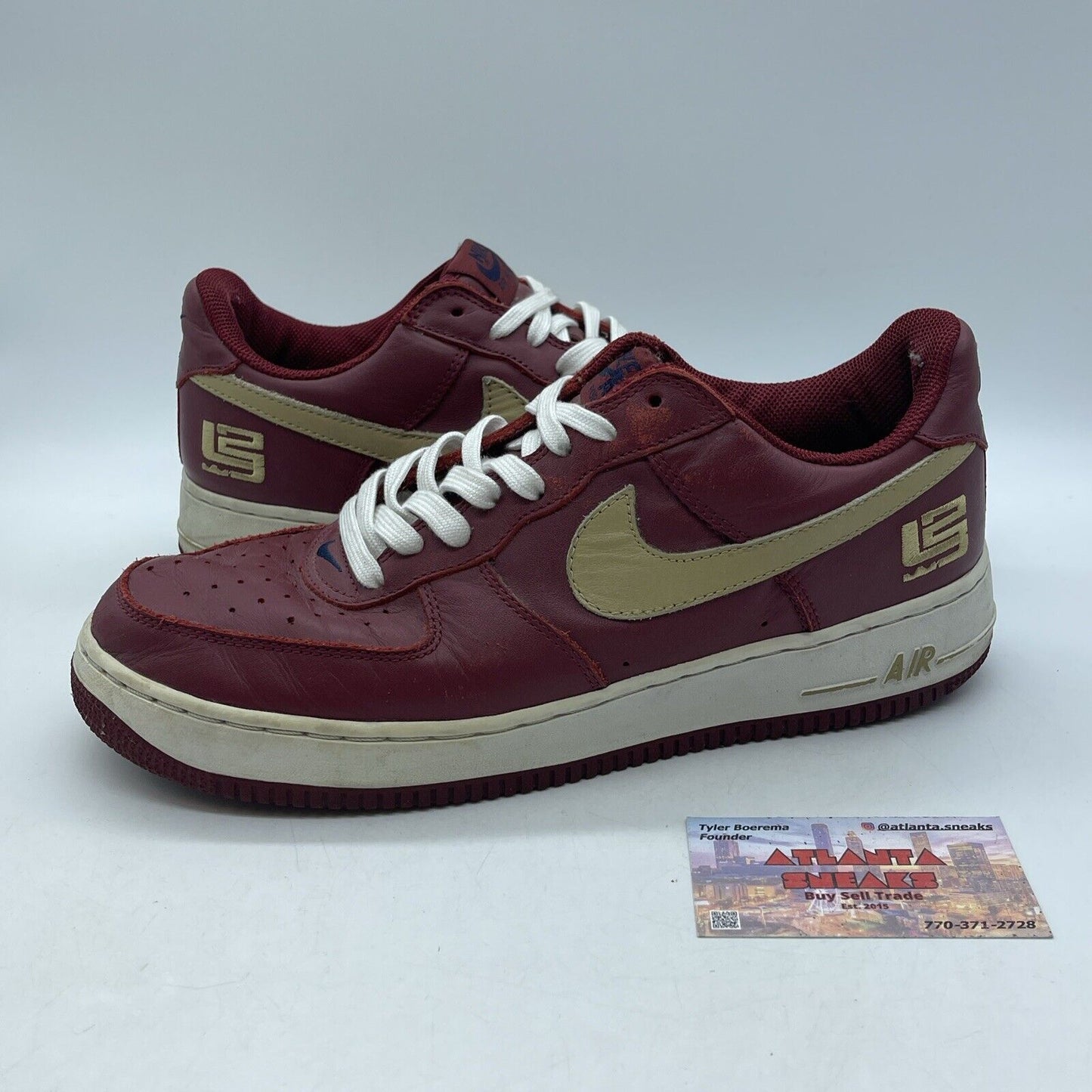 Size 10.5 - Nike Air Force 1 Low LeBron James White Red Leather (306353-671)