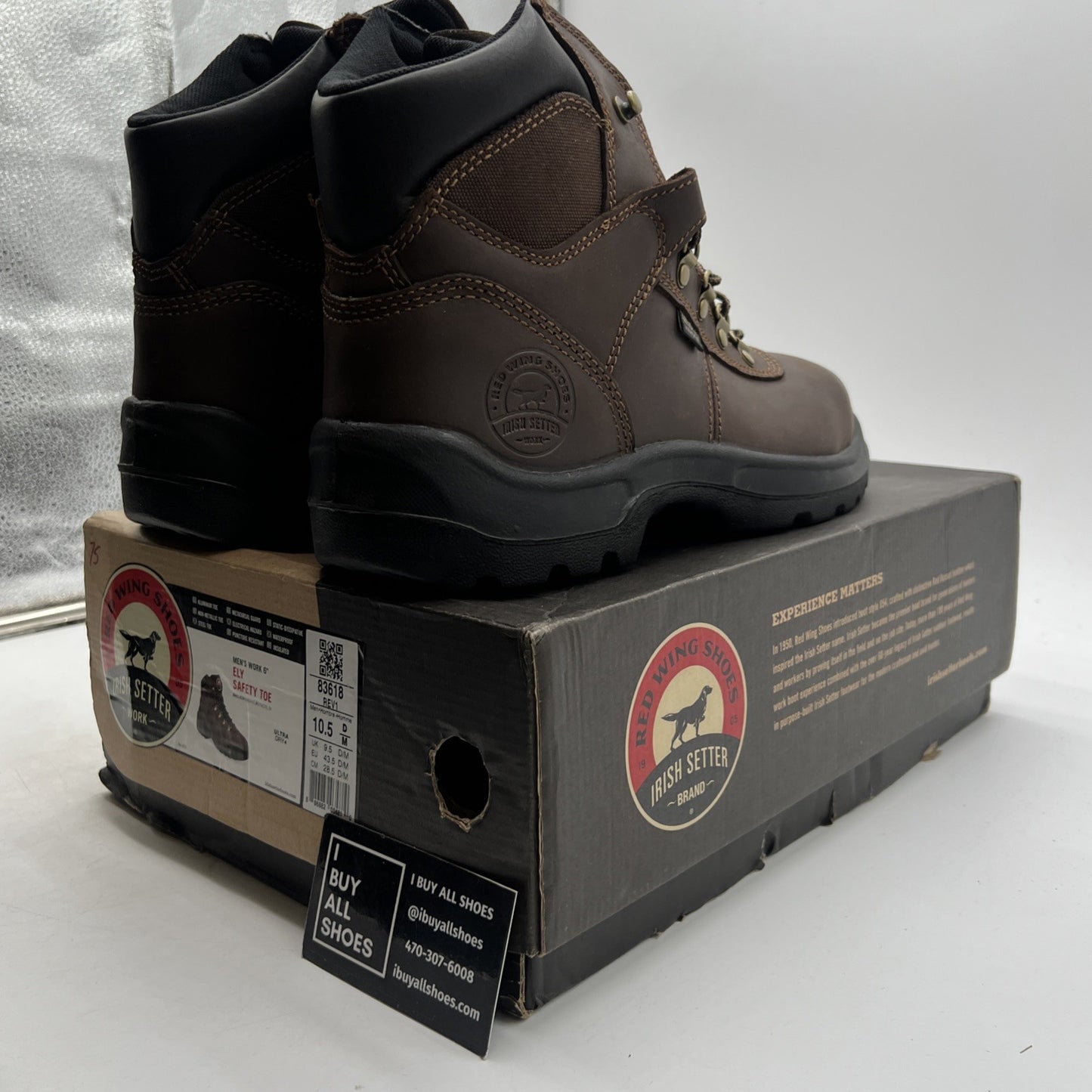 Size 10.5- Men's Red Wing Shoes Irish Setter Eli Hiker 6” Steel Toe Waterproof