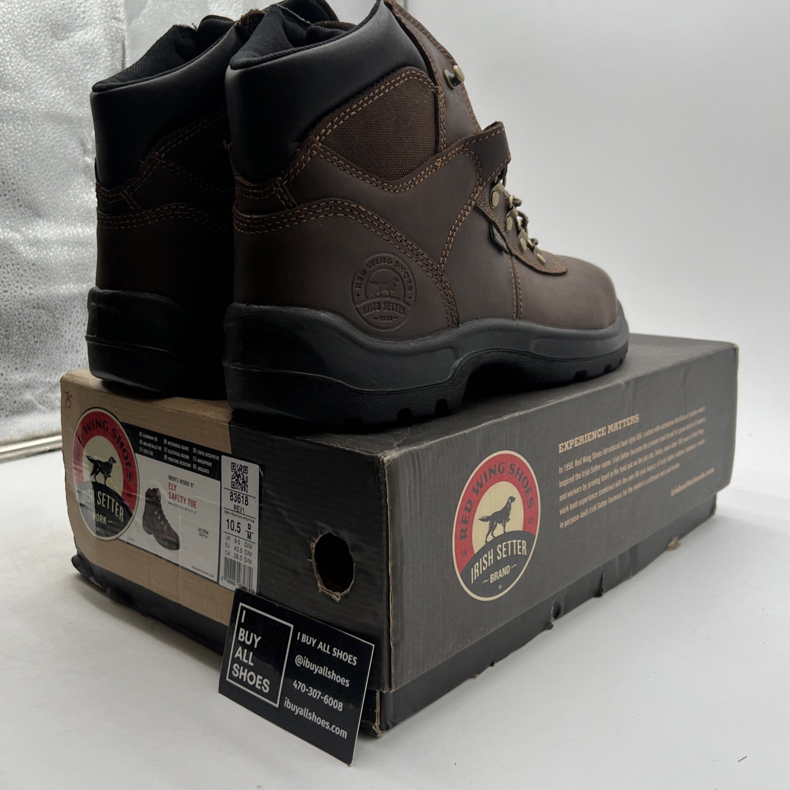 Size 10.5- Men's Red Wing Shoes Irish Setter Eli Hiker 6” Steel Toe Waterproof