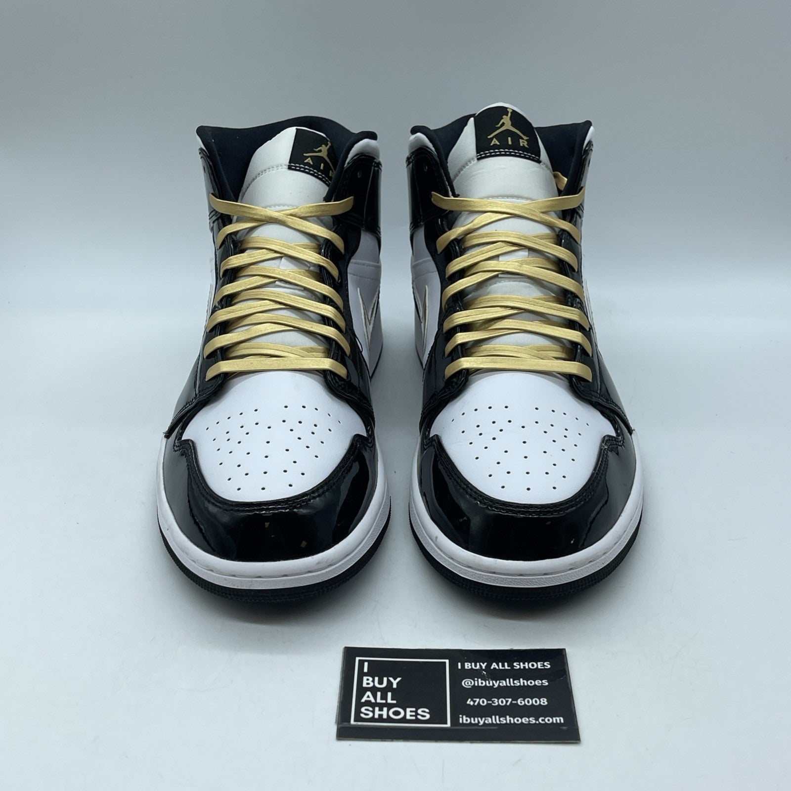 Size 12 - Air Jordan 1 Mid SE Patent Black Gold (852542-007)