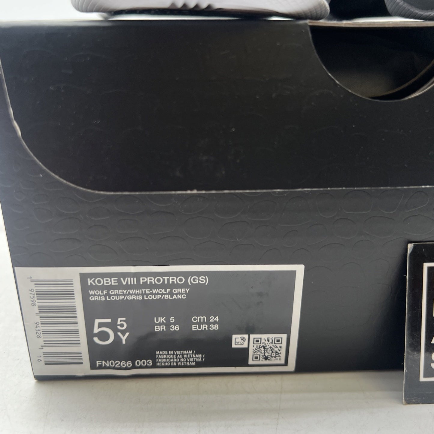 Size 5.5Y - Nike Kobe  (FN0266-003) Wolf Grey/White