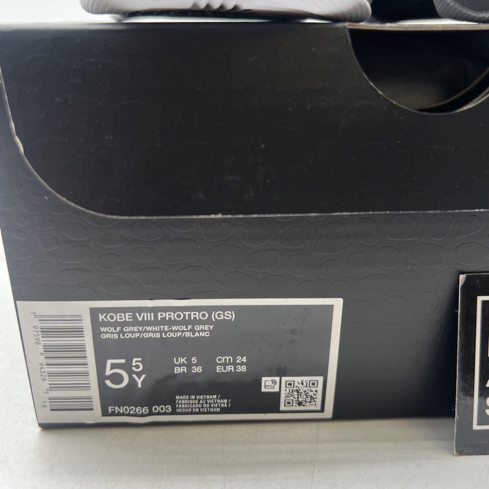 Size 5.5Y - Nike Kobe  (FN0266-003) Wolf Grey/White