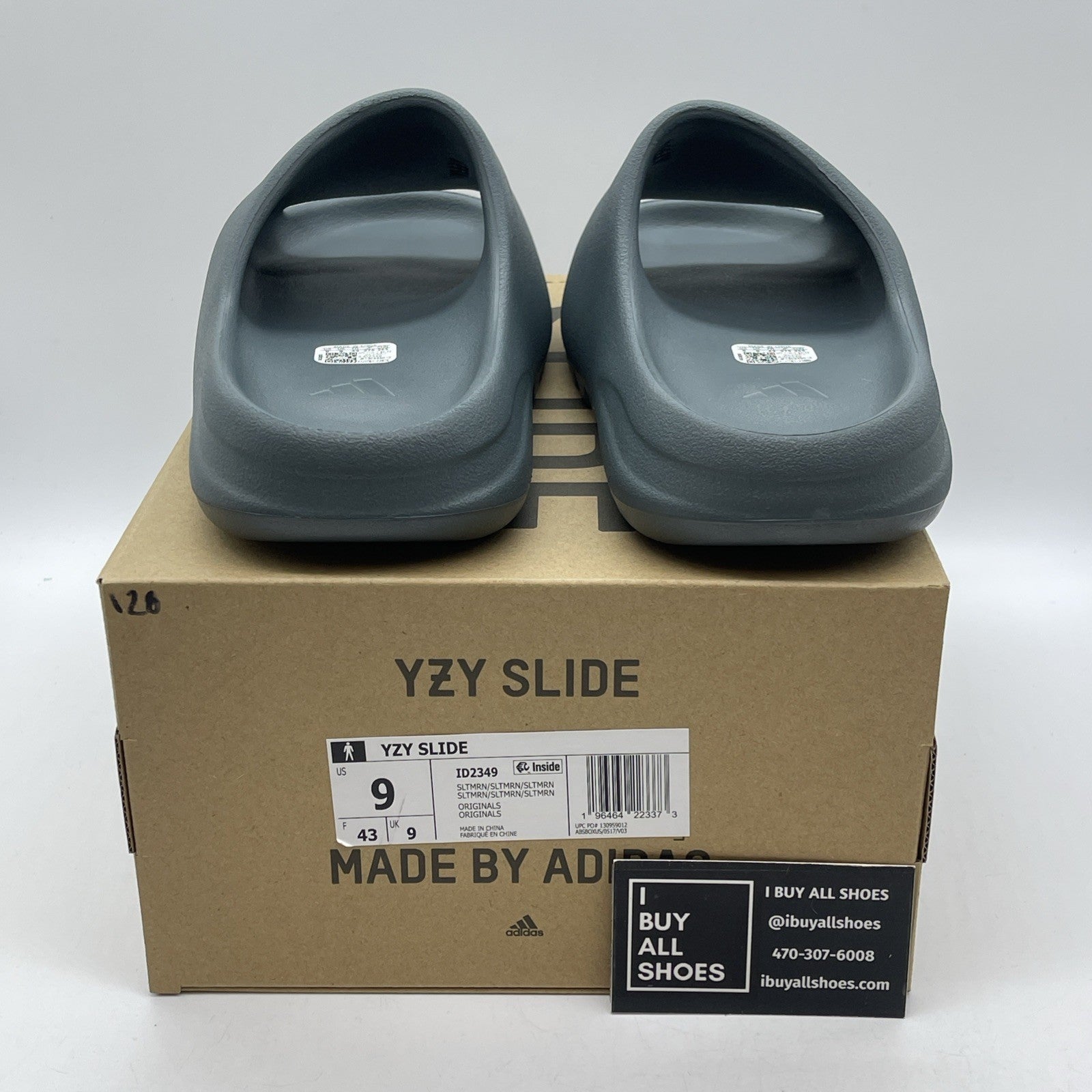 Size 9 - Yeezy Slide Slate Marine Grey Rubber (ID2349)