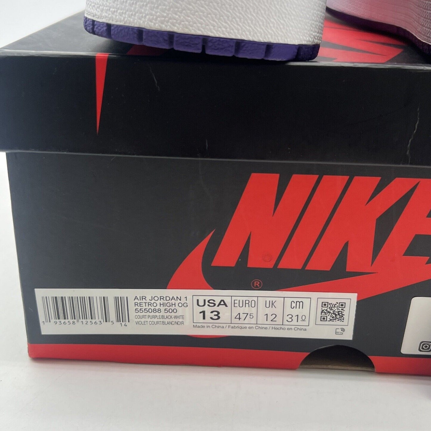 Size 13 - Air Jordan 1 Retro OG High Court Purple 2.0 (555088-500)