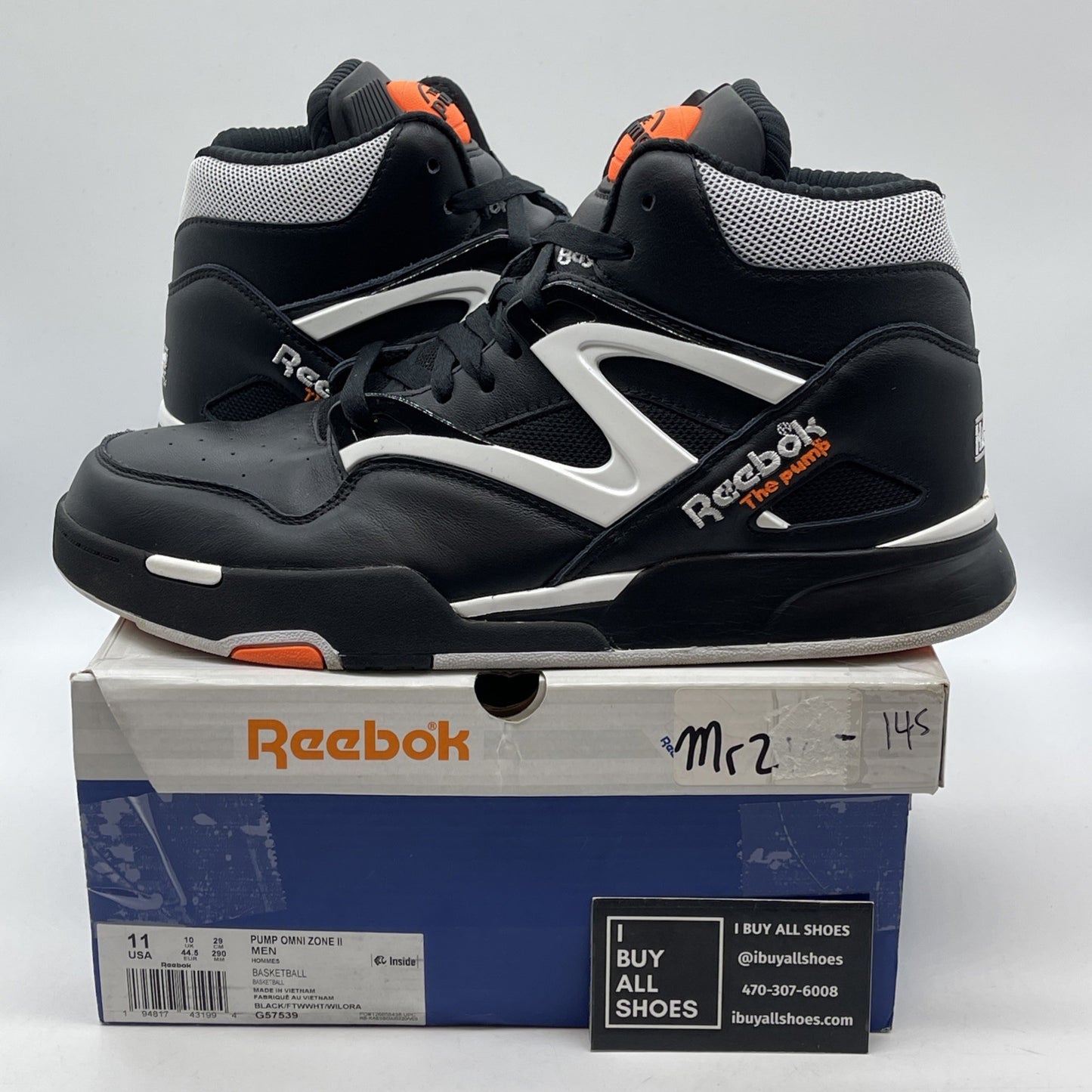 Size 11 - Reebok Pump Omni Zone 2 Dee Brown White Black Leather (G57539)