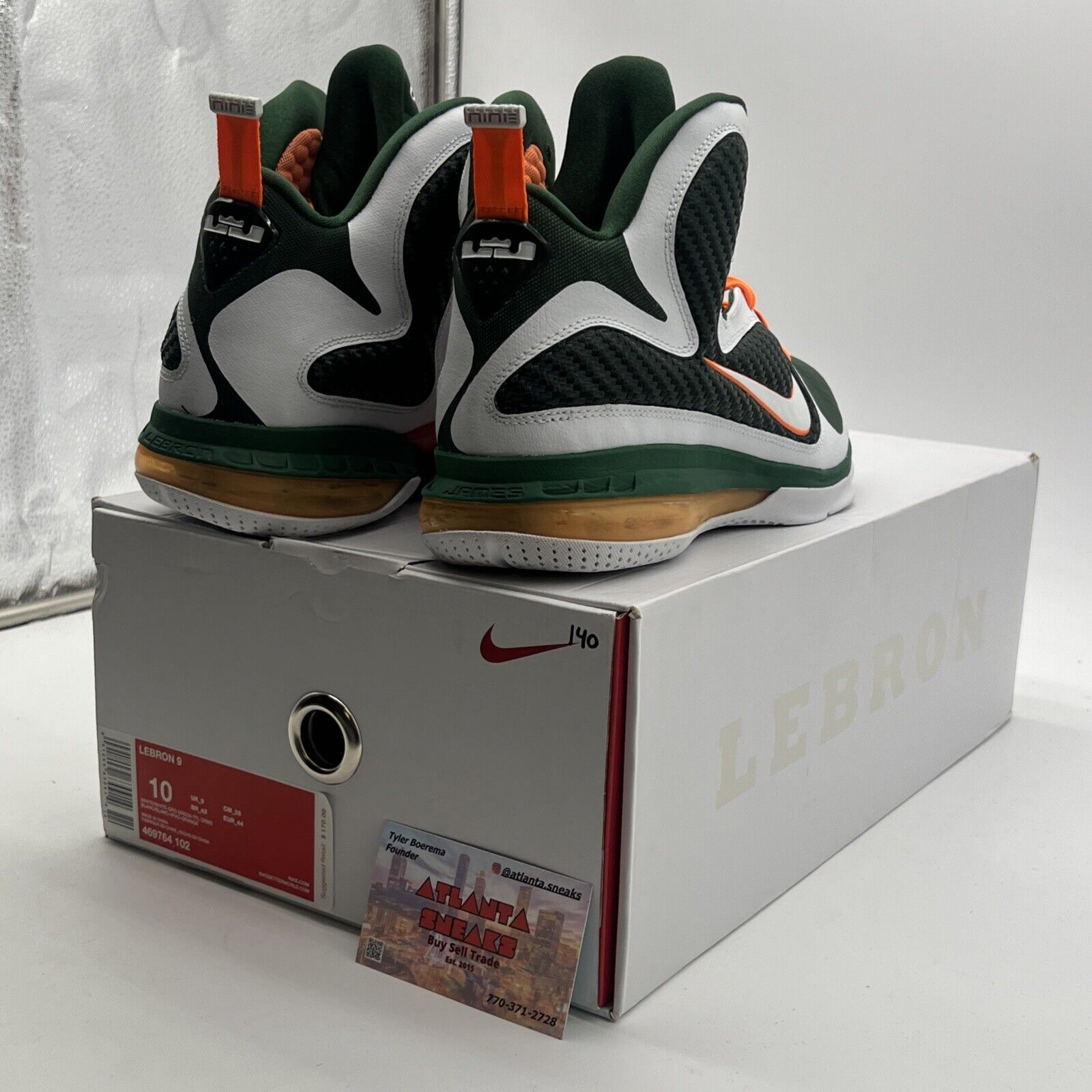 Size 10 - Nike LeBron 9 Miami Hurricanes (469764-102)