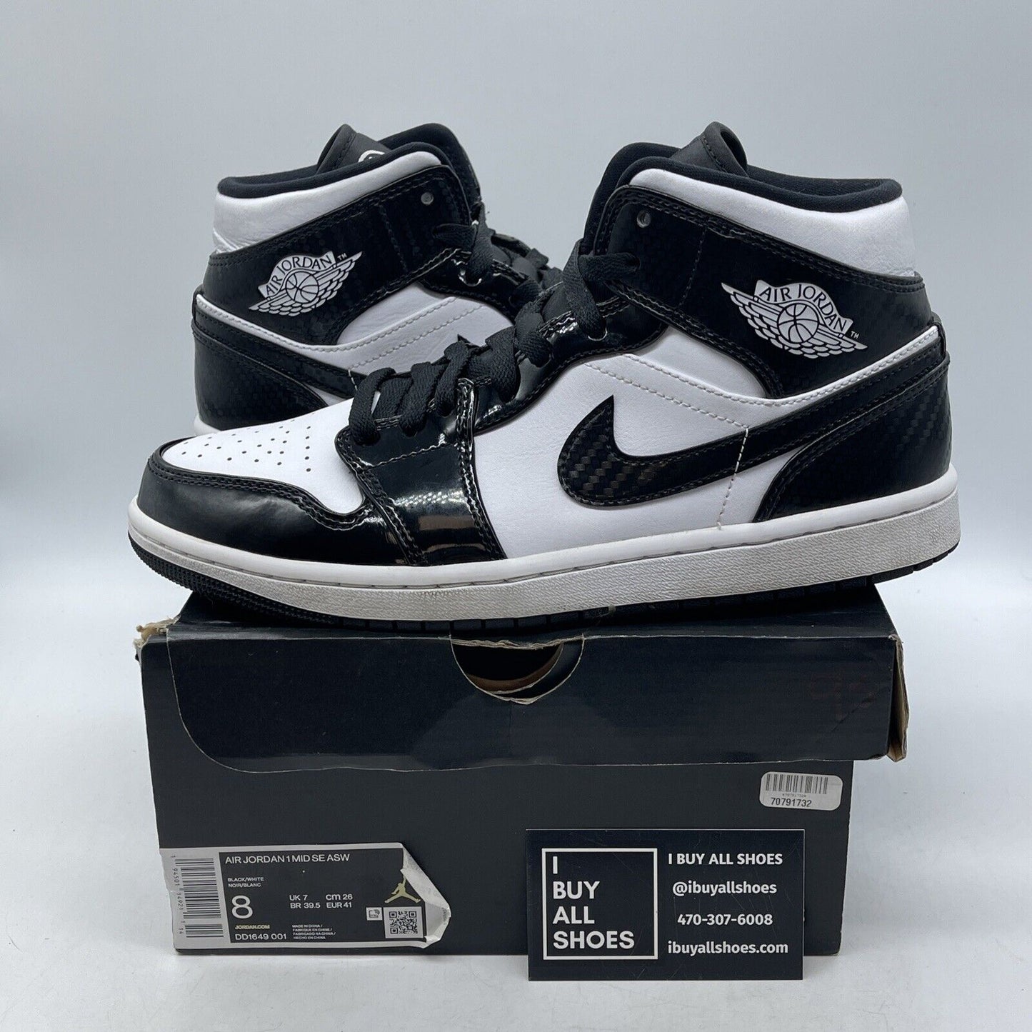 Size 8 - Air Jordan 1 SE Mid All Star White Black Leather (DD1649-001)