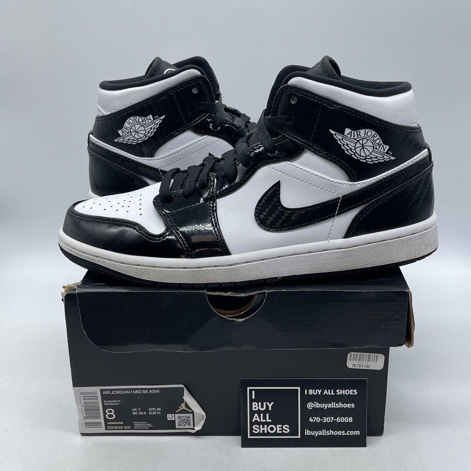 Size 8 - Air Jordan 1 SE Mid All Star White Black Leather (DD1649-001)