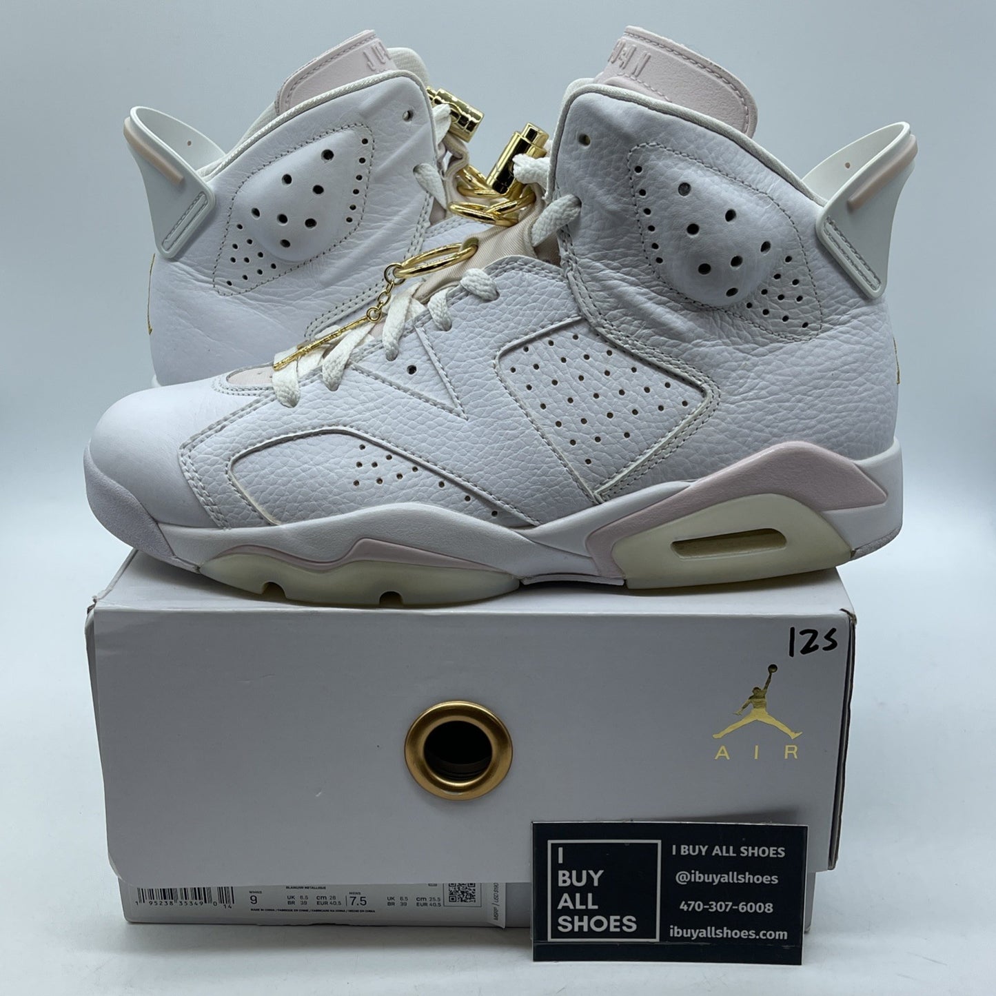 Size 9W - Air Jordan 6 Retro Gold Hoops White Pink Leather (DH9696-100)