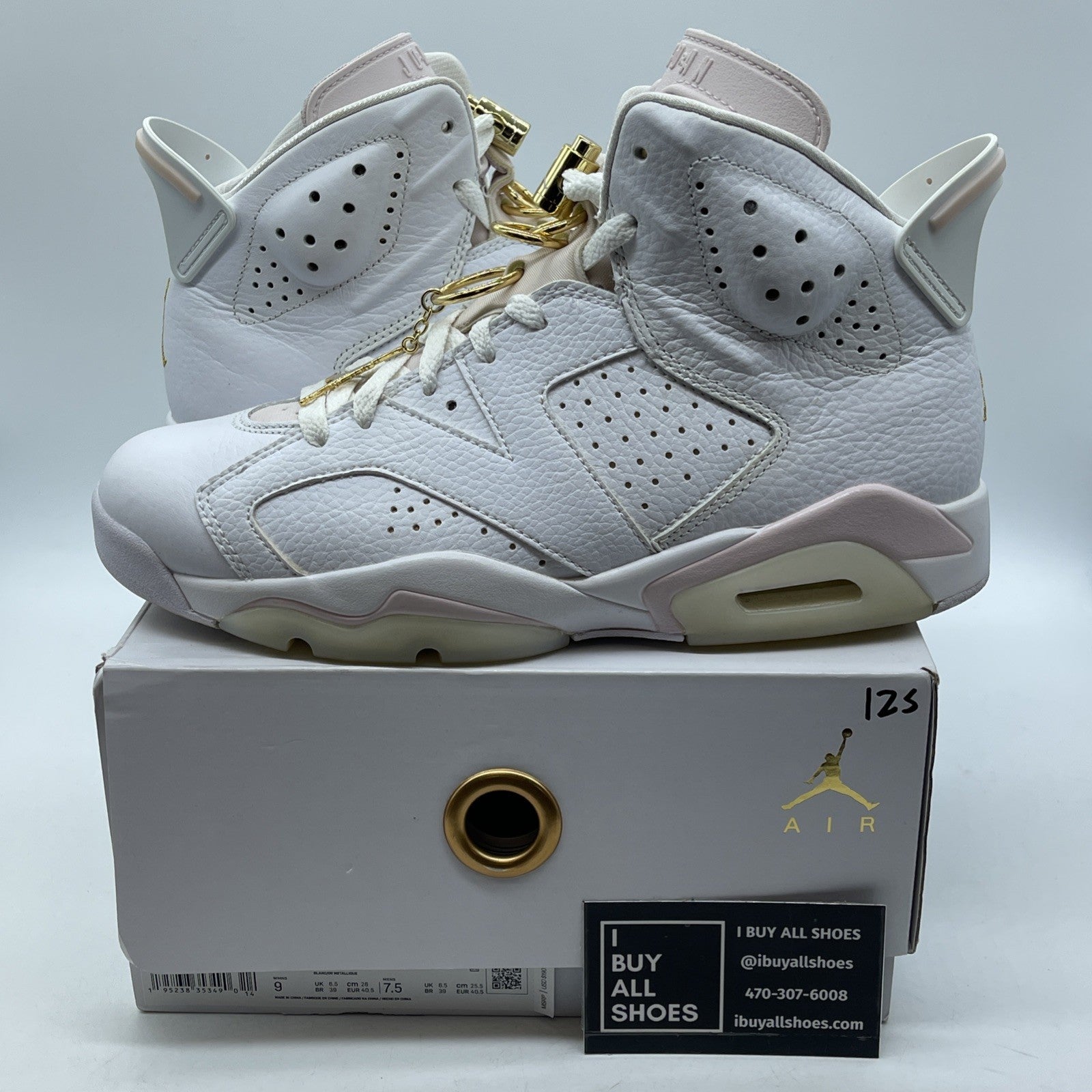 Size 9W - Air Jordan 6 Retro Gold Hoops White Pink Leather (DH9696-100)