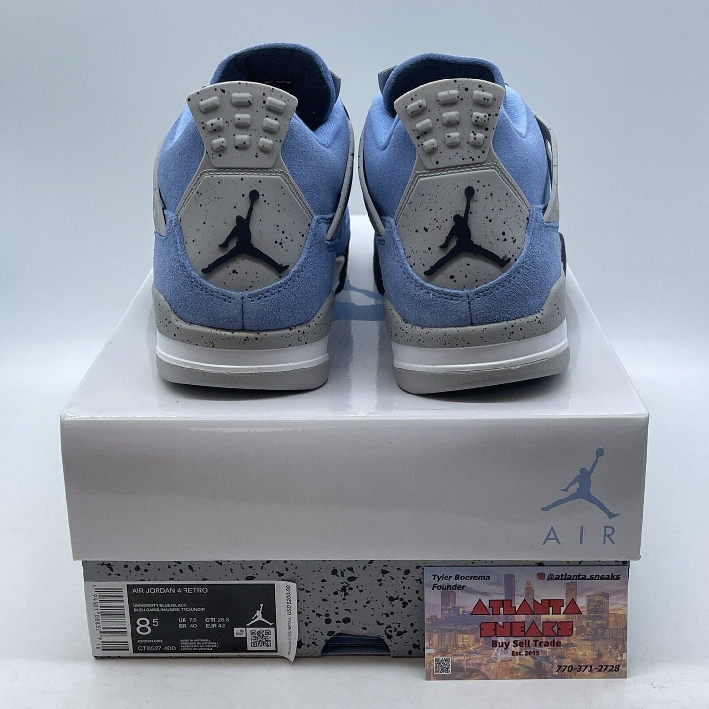 Size 8.5 - Jordan 4 Retro Mid University Blue Black White Suede (CT8527-400)