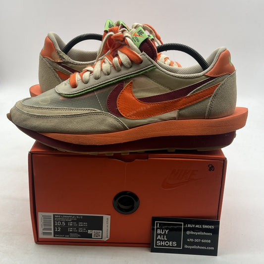 Size 10.5 - sacai x Clot x Nike LDWaffle Net Orange Blaze (DH1347-100)