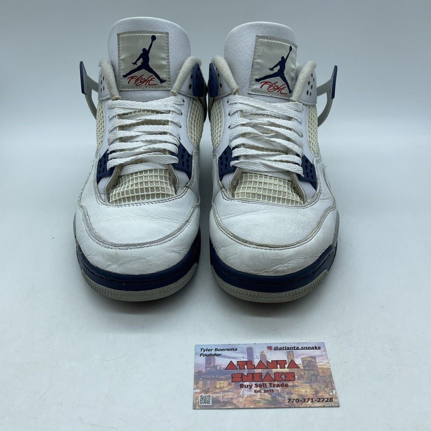 Size 10 - Jordan 4 Retro Mid Midnight Navy Grey White Leather (DH6927-140)