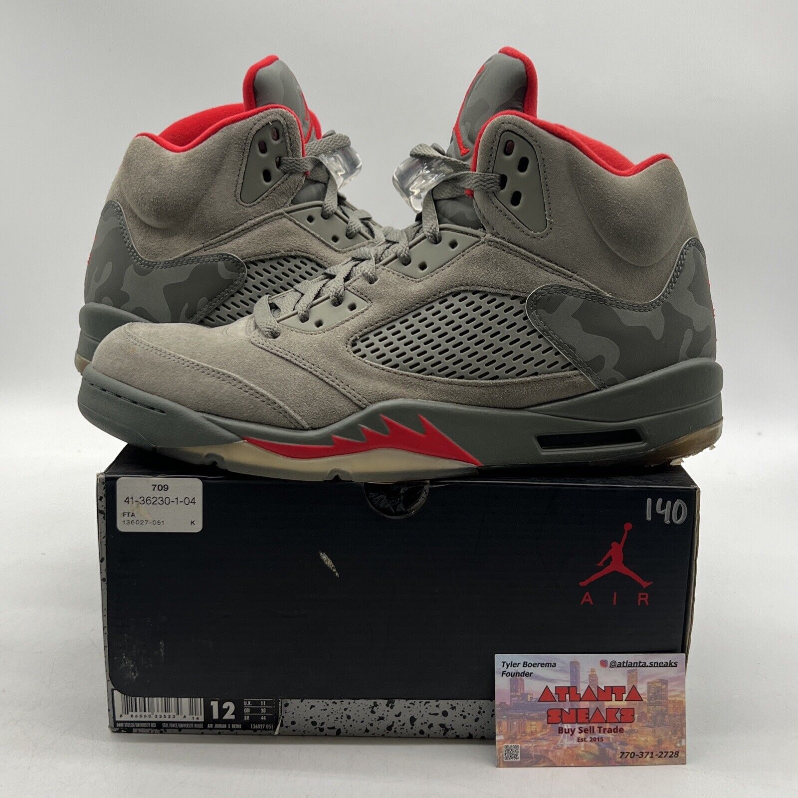 Size 12 - Air Jordan 5 Retro Camo Red Suede (136027-051)