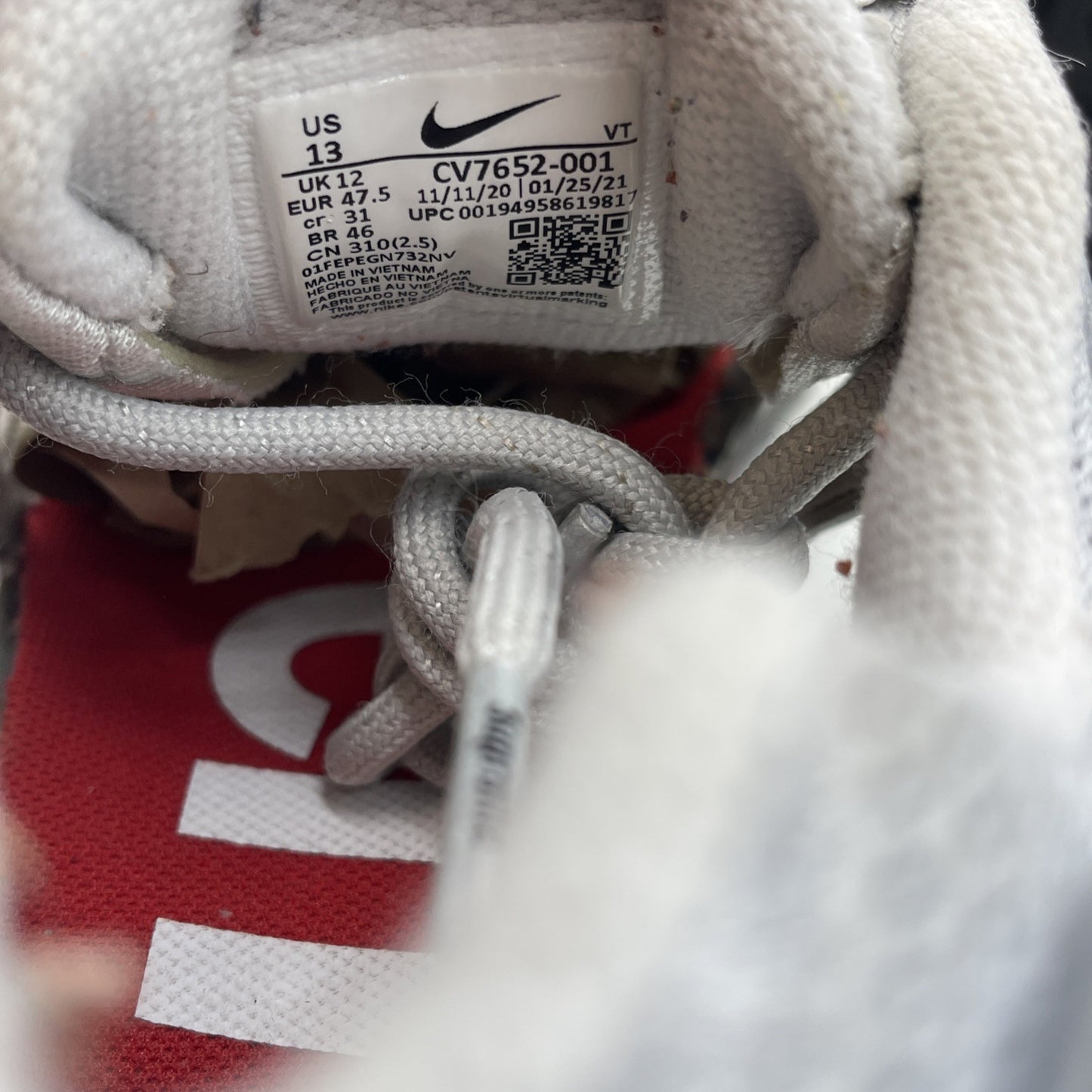 Size 13 - Nike Supreme x Air Max 96 Metallic Silver Red Leather (CV7652-001)