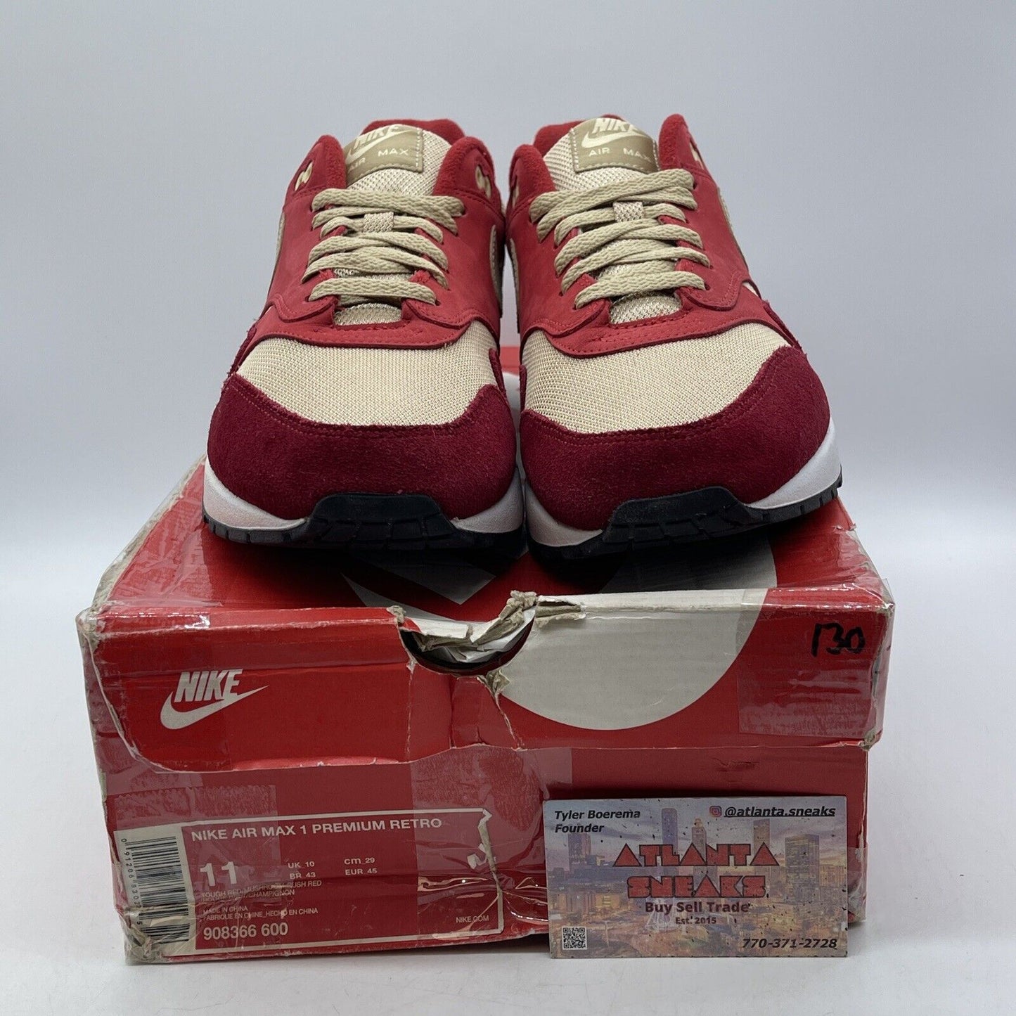 Size 11 - Nike Air Max 1 Premium Retro Red Curry Brown Suede (908366-600)