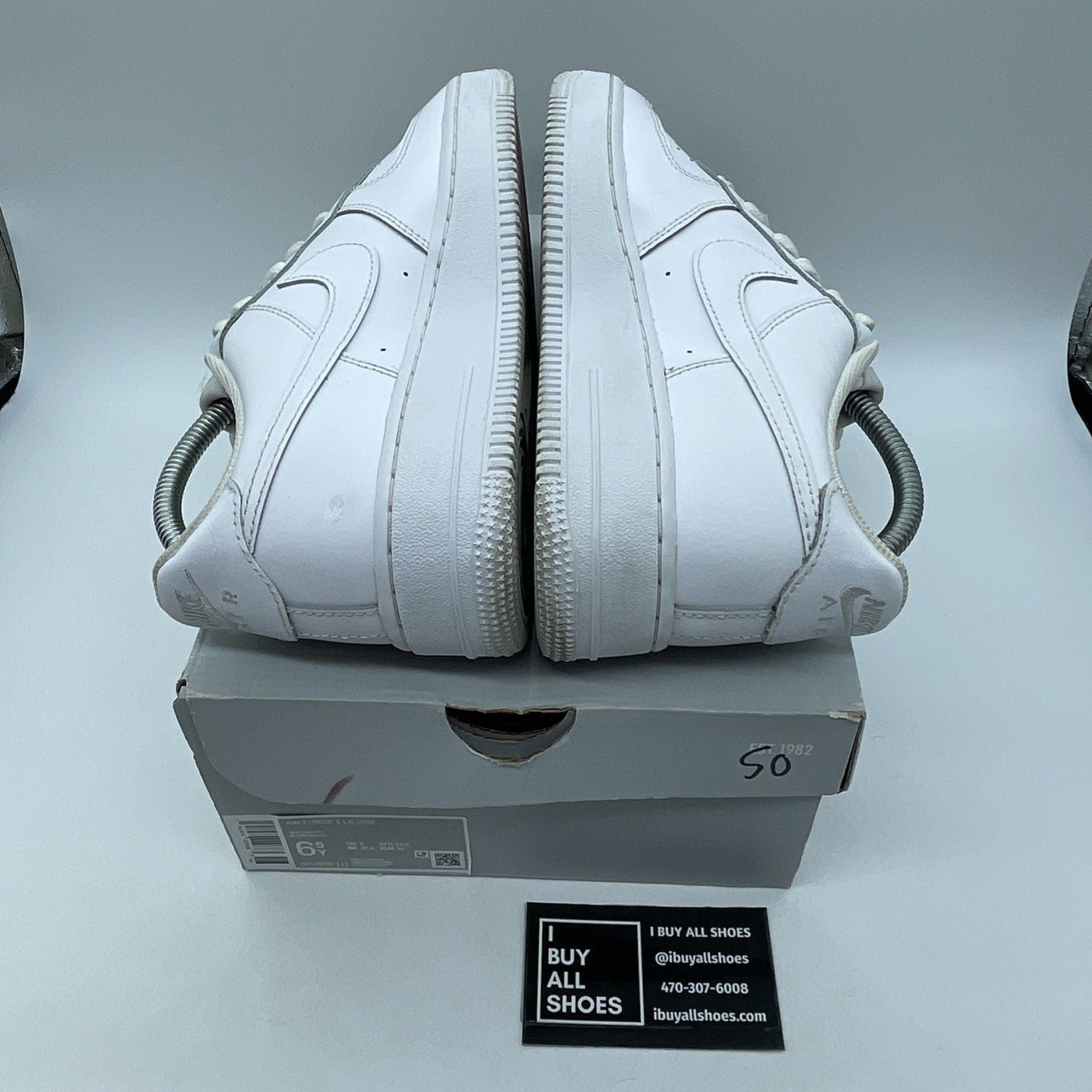 Size 6.5Y (GS) - Nike Air Force 1 LE Low Triple White Leather (DH2920-111)