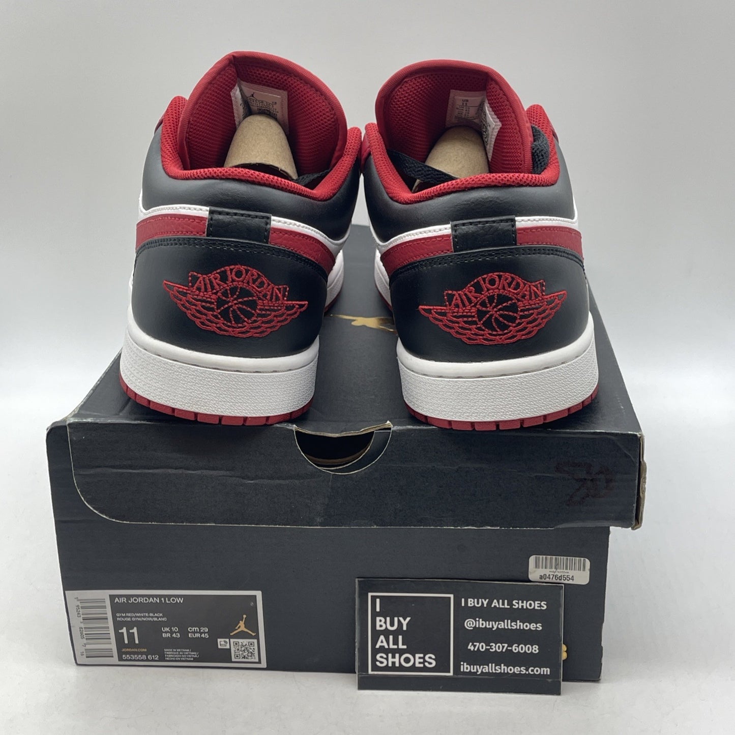 Size 11 - Air Jordan 1 Low Bred Toe (553558-612)