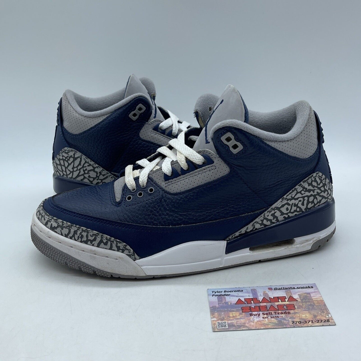 Size 8.5 - Jordan 3 Retro Blue White Leather Grey Suede (CT8532-401)