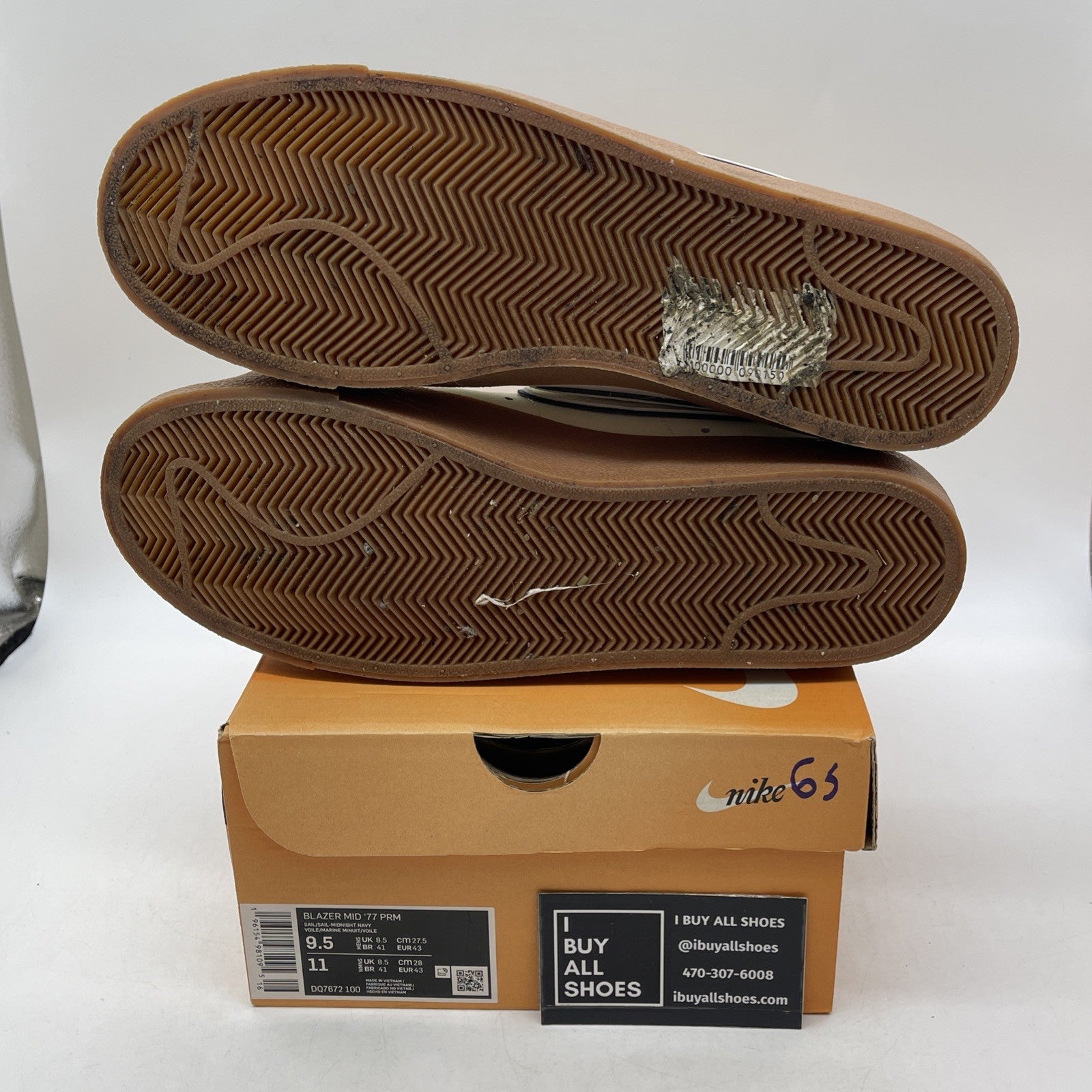 Size 9.5 - Nike Blazer '77 Premium Mid Sail Navy Gum (DQ7672-100)