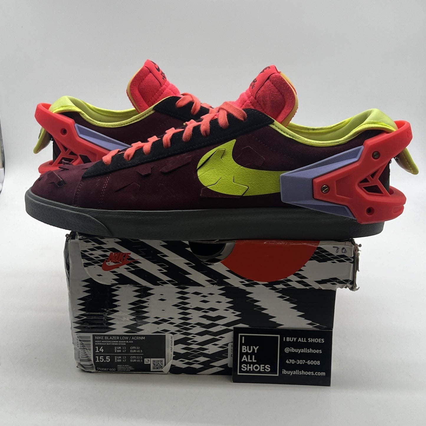 Size 14 - Nike Acronym x Blazer Low Night Maroon (DN2067-600)