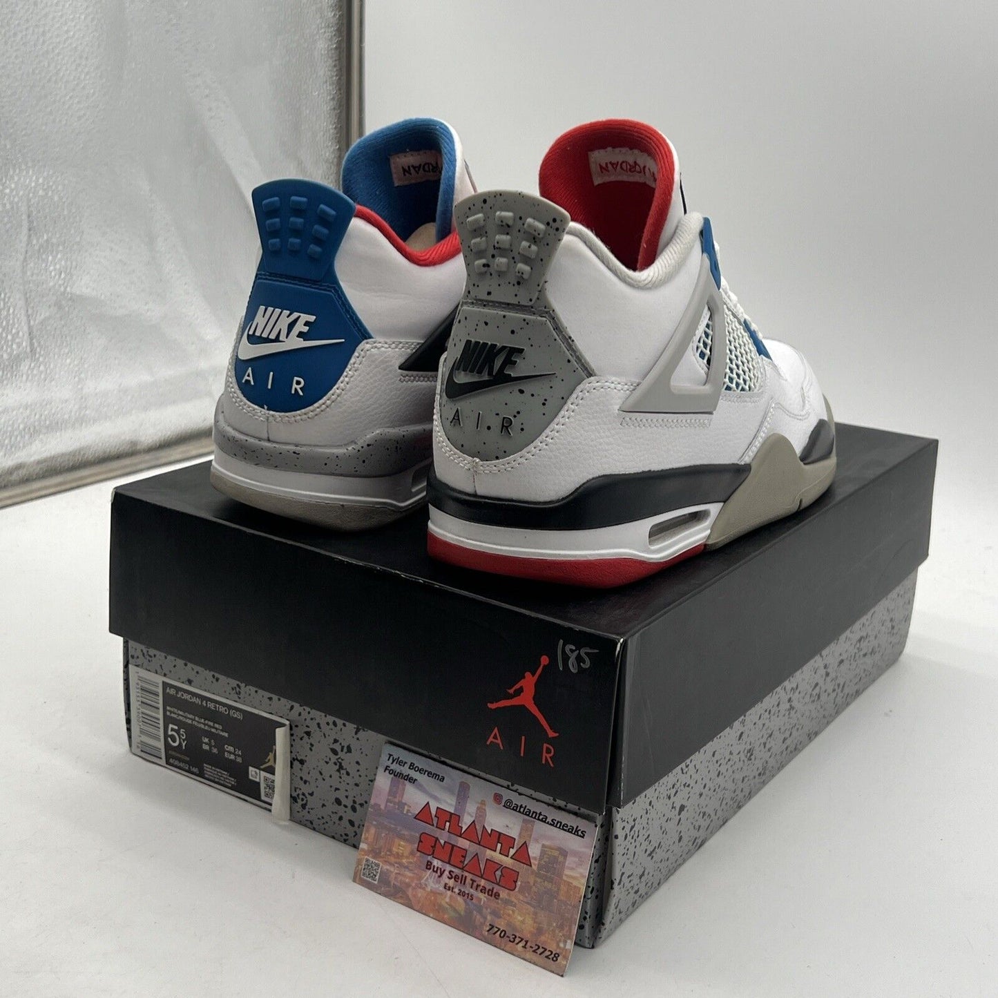 Size 5.5Y - Jordan 4 Retro SE Mid What The 4 White Blue Red Black (408452-146)